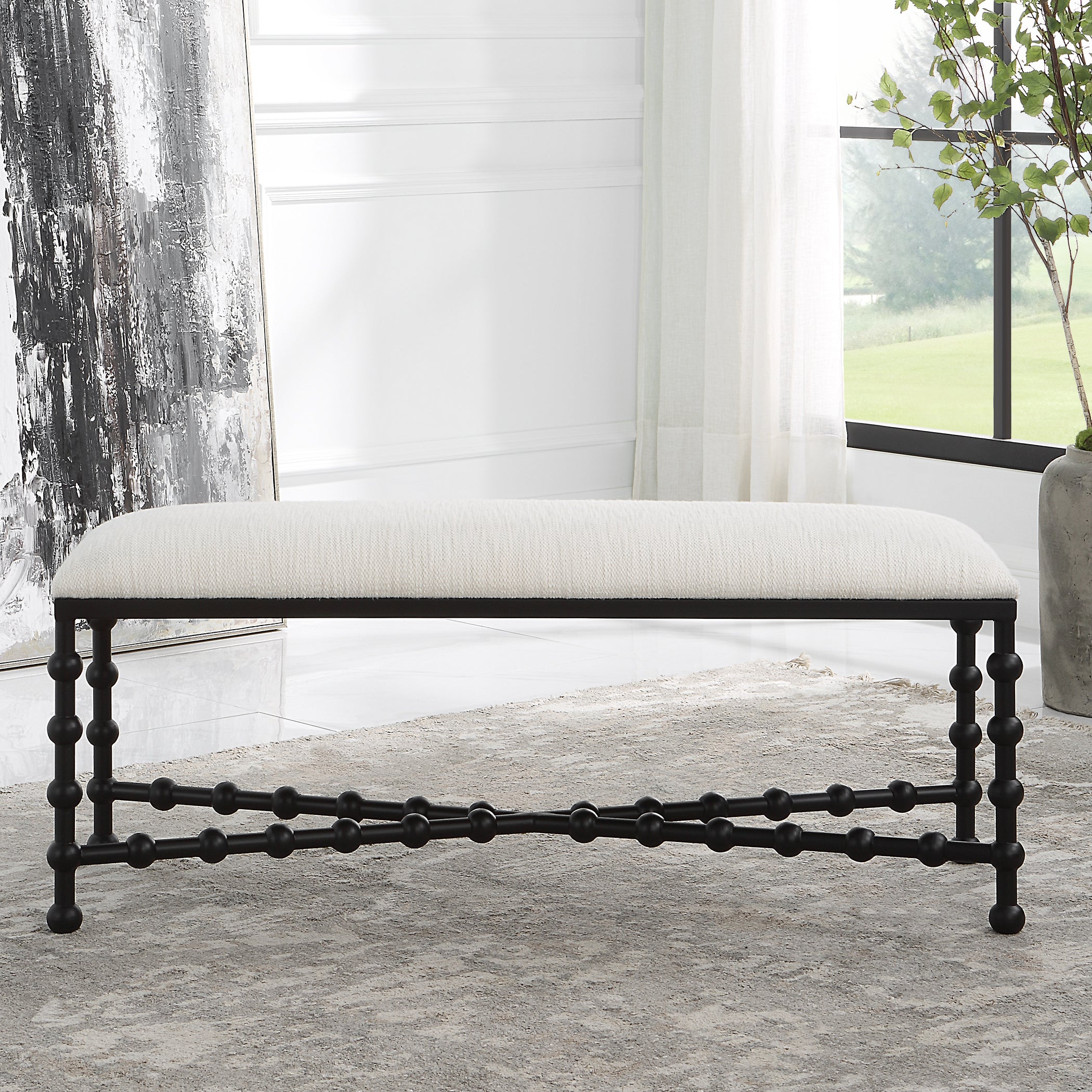 Uttermost Home Motor Freight - Rate to be Quoted Uttermost Iron Drops Cushioned Bench