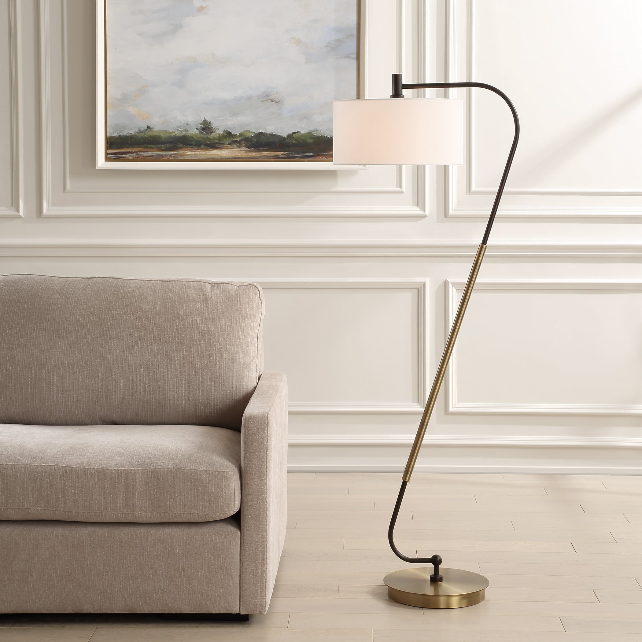 Uttermost Lighting Uttermost Irwin Curved Brass Floor Lamp