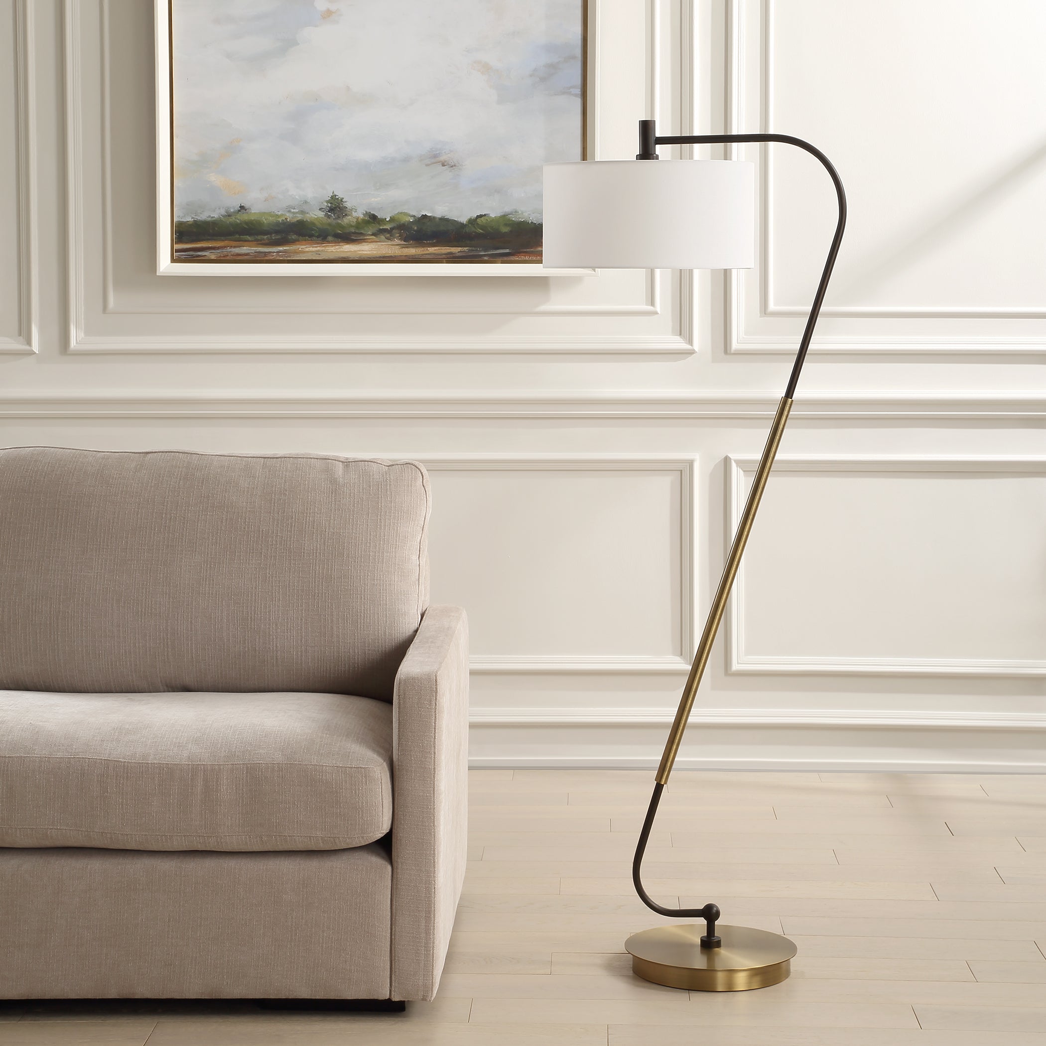 Uttermost Lighting Uttermost Irwin Curved Brass Floor Lamp