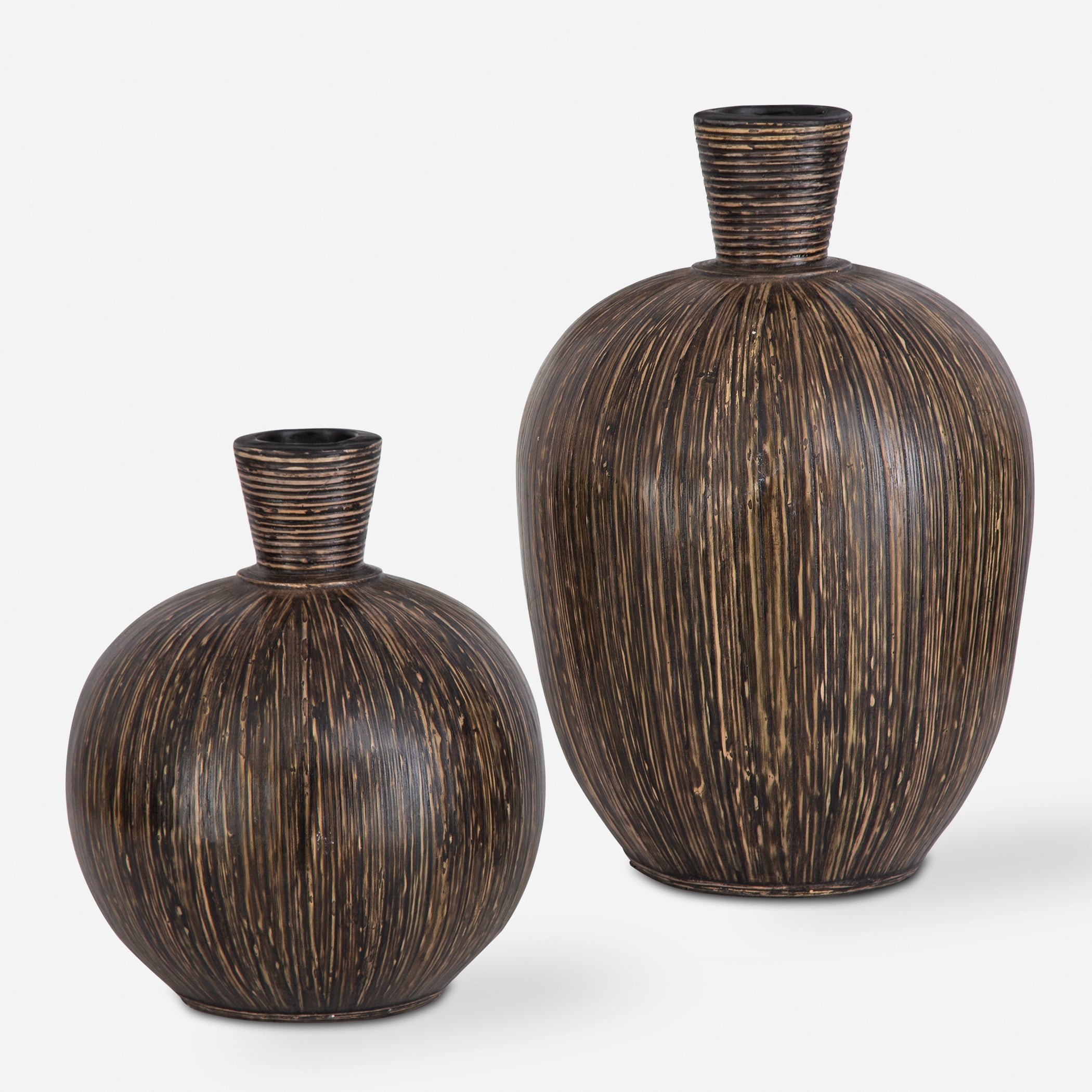 Uttermost Home Decor Uttermost Islander Black Vases S/2