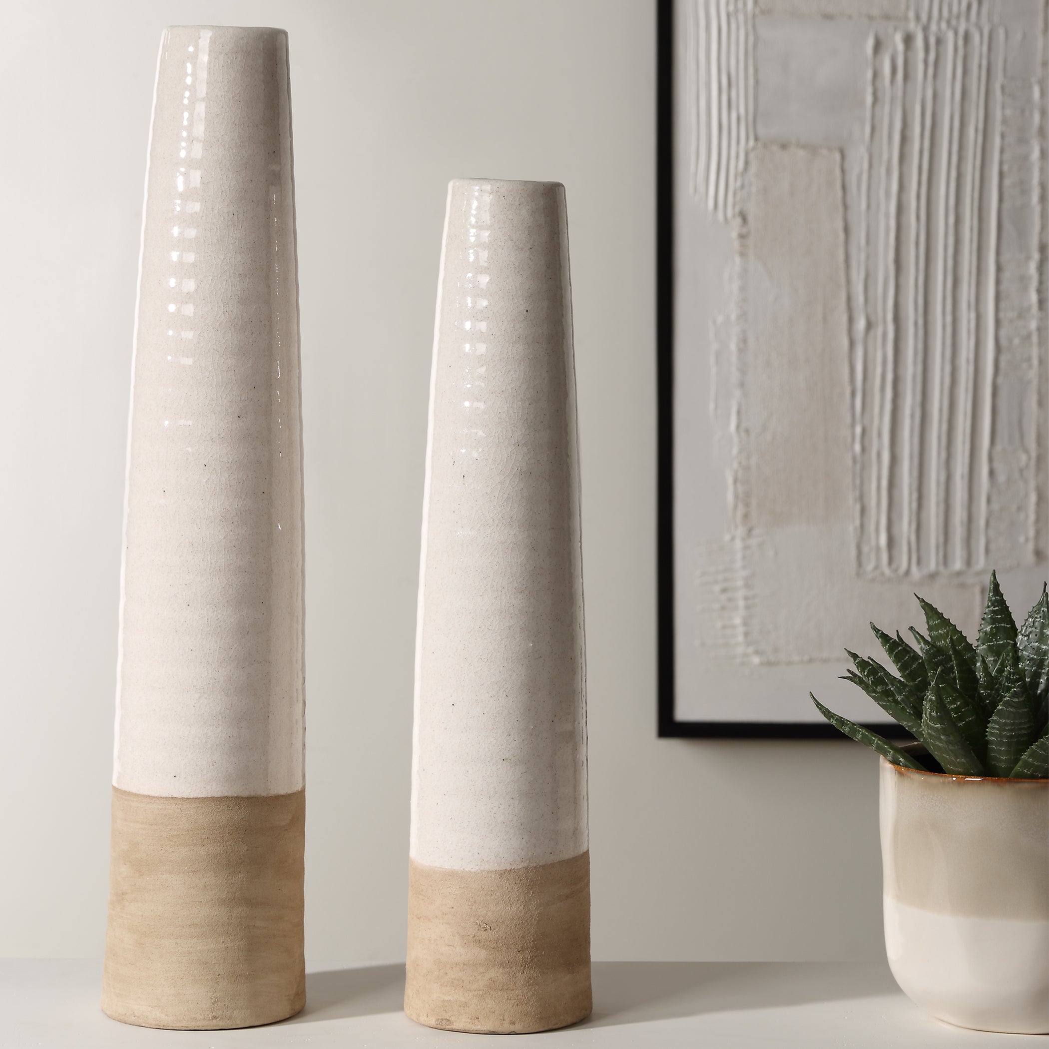 Uttermost Home Decor Uttermost Ivory Sands Ceramic Vases, S/2