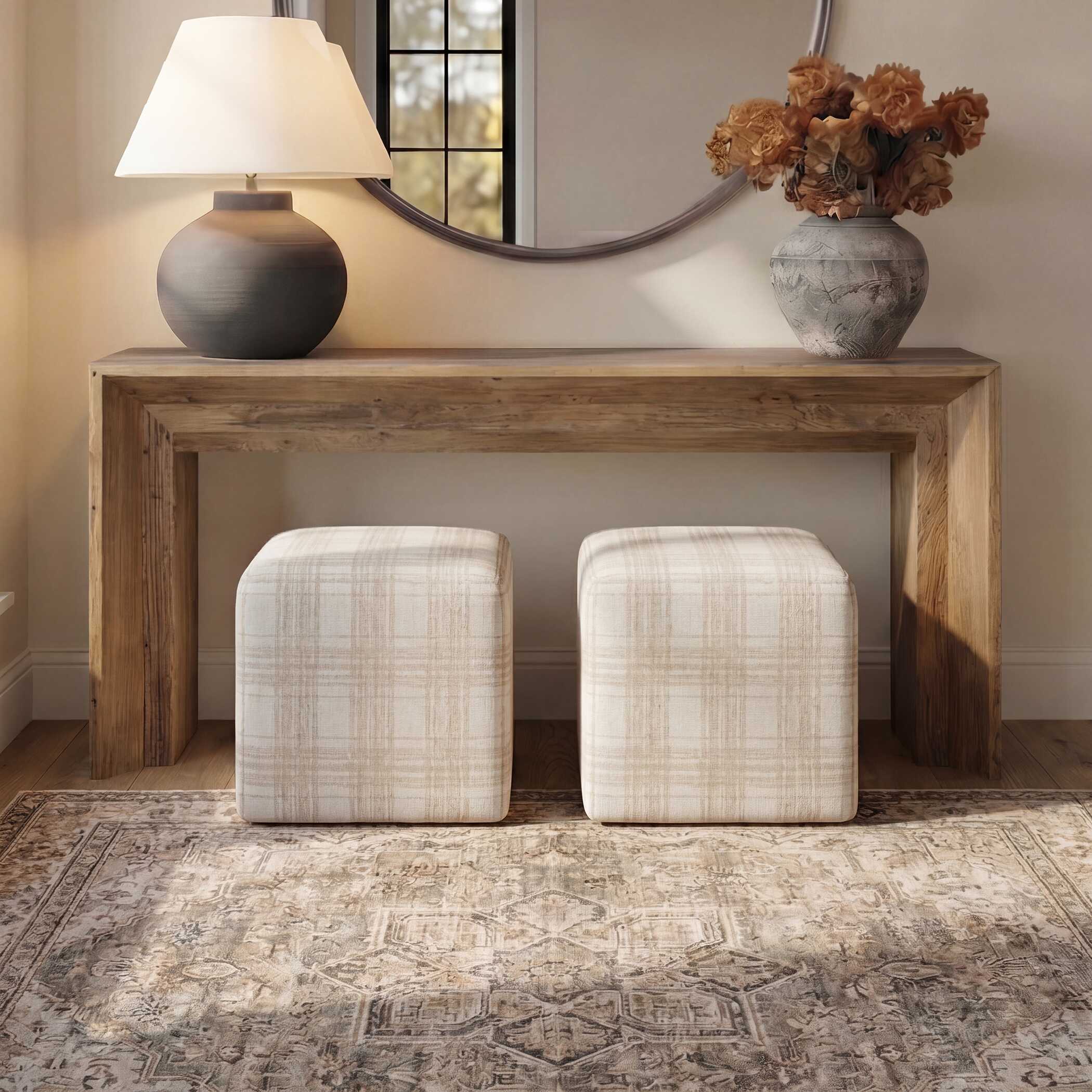 Uttermost Furniture Uttermost Joie Porcelain Plaid Ottoman
