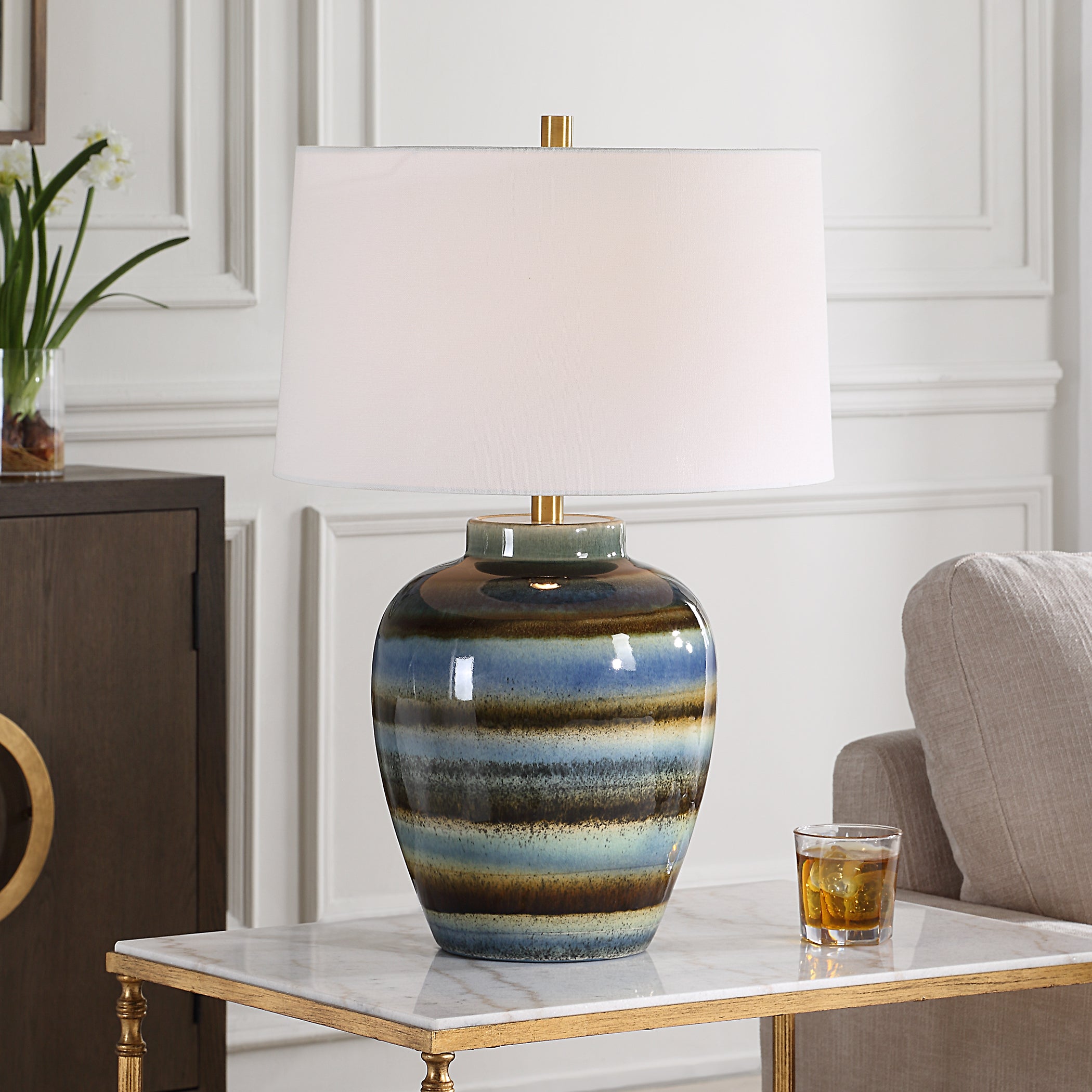 Uttermost Lighting Uttermost Judarn Blue Brown Table Lamp