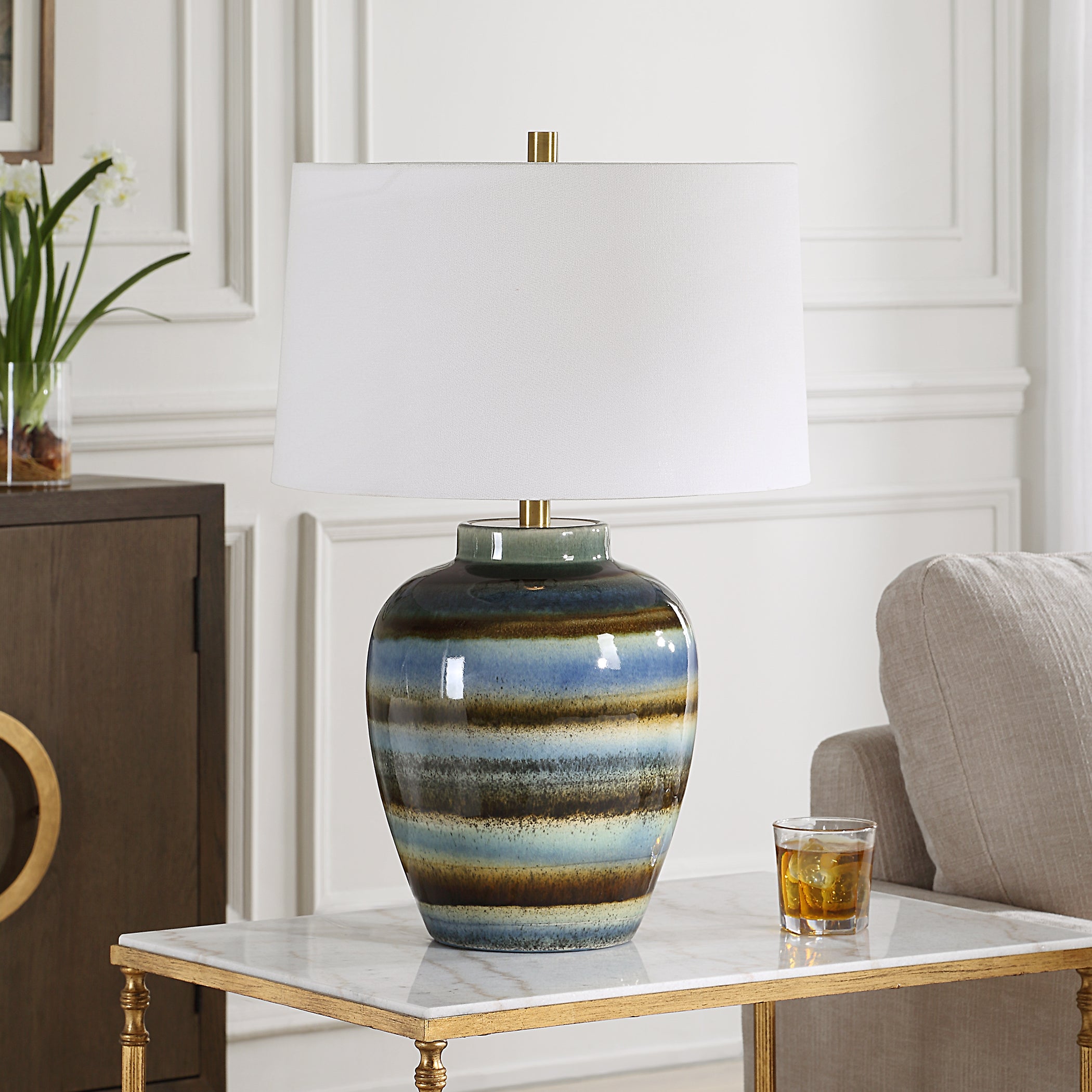 Uttermost Lighting Uttermost Judarn Blue Brown Table Lamp