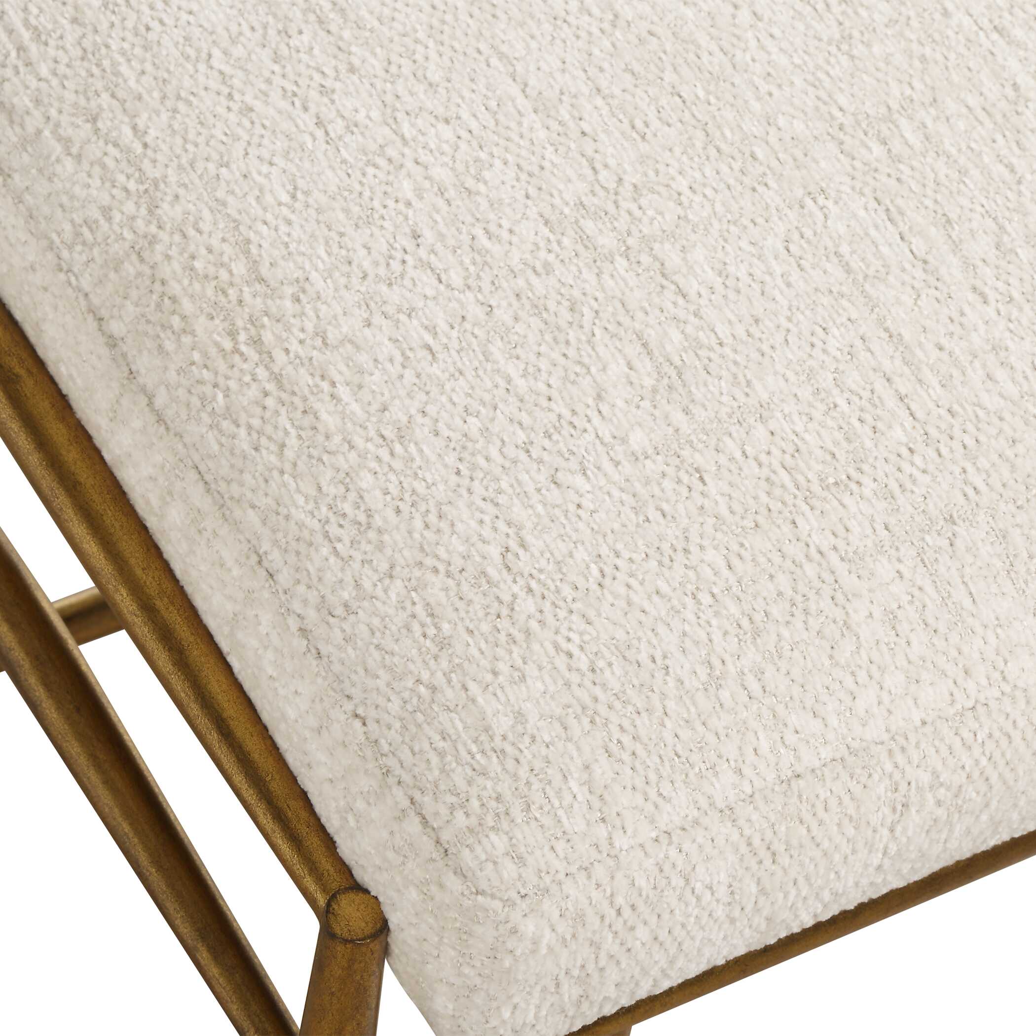 Uttermost Uttermost Karleen Plush White Small Brass Bench