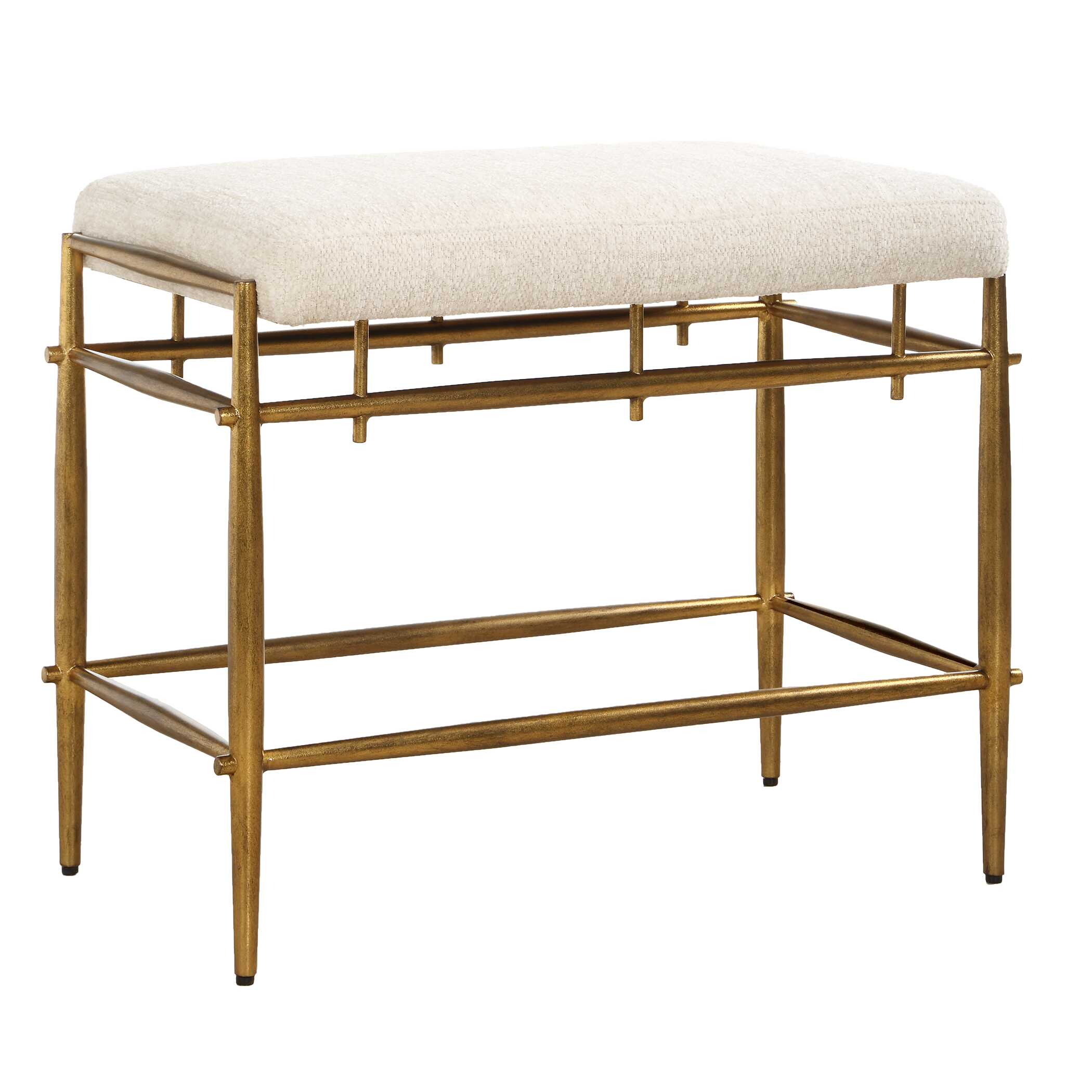 Uttermost Uttermost Karleen Plush White Small Brass Bench