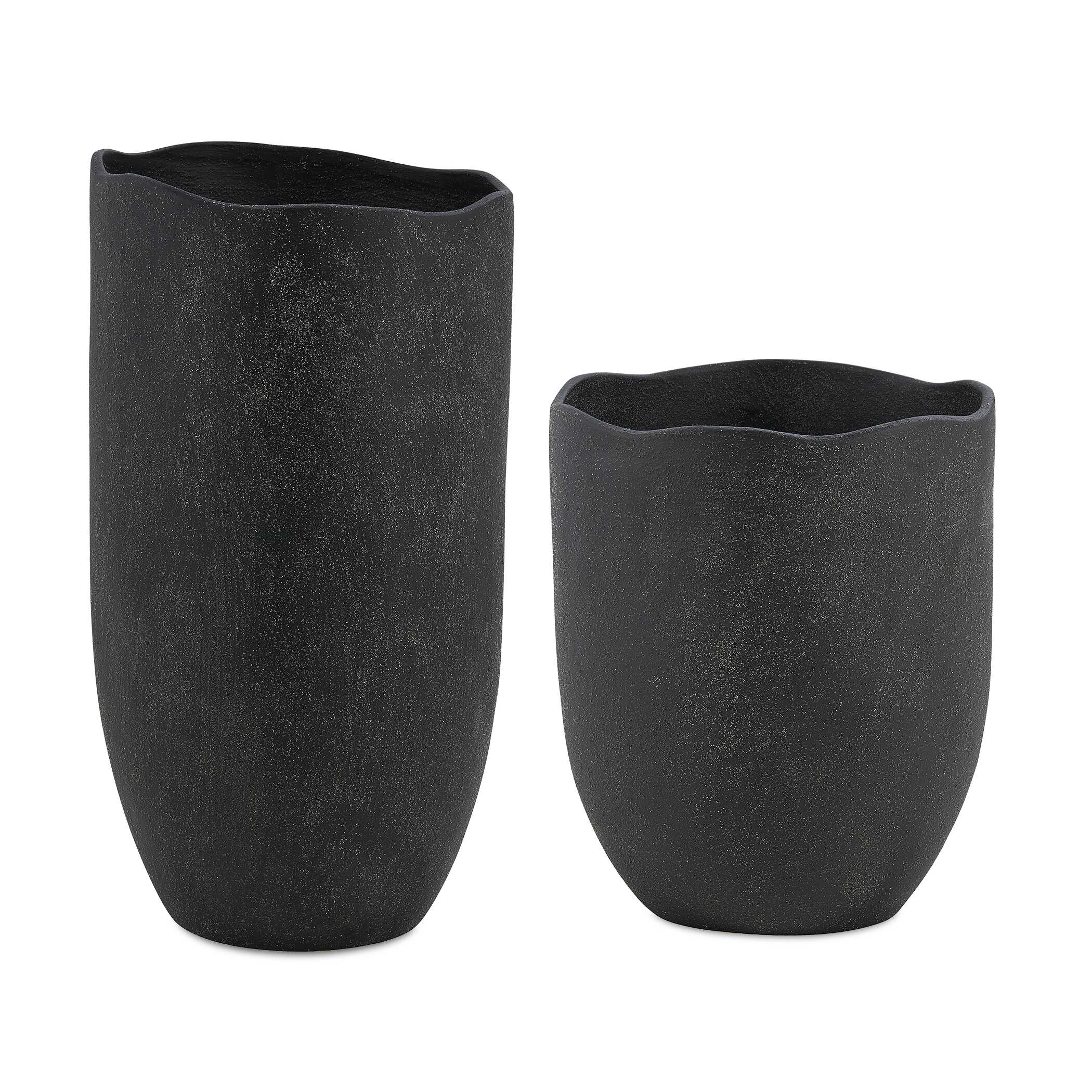 Uttermost Uttermost Komorebi Indoor-Outdoor Black Vases Set/2