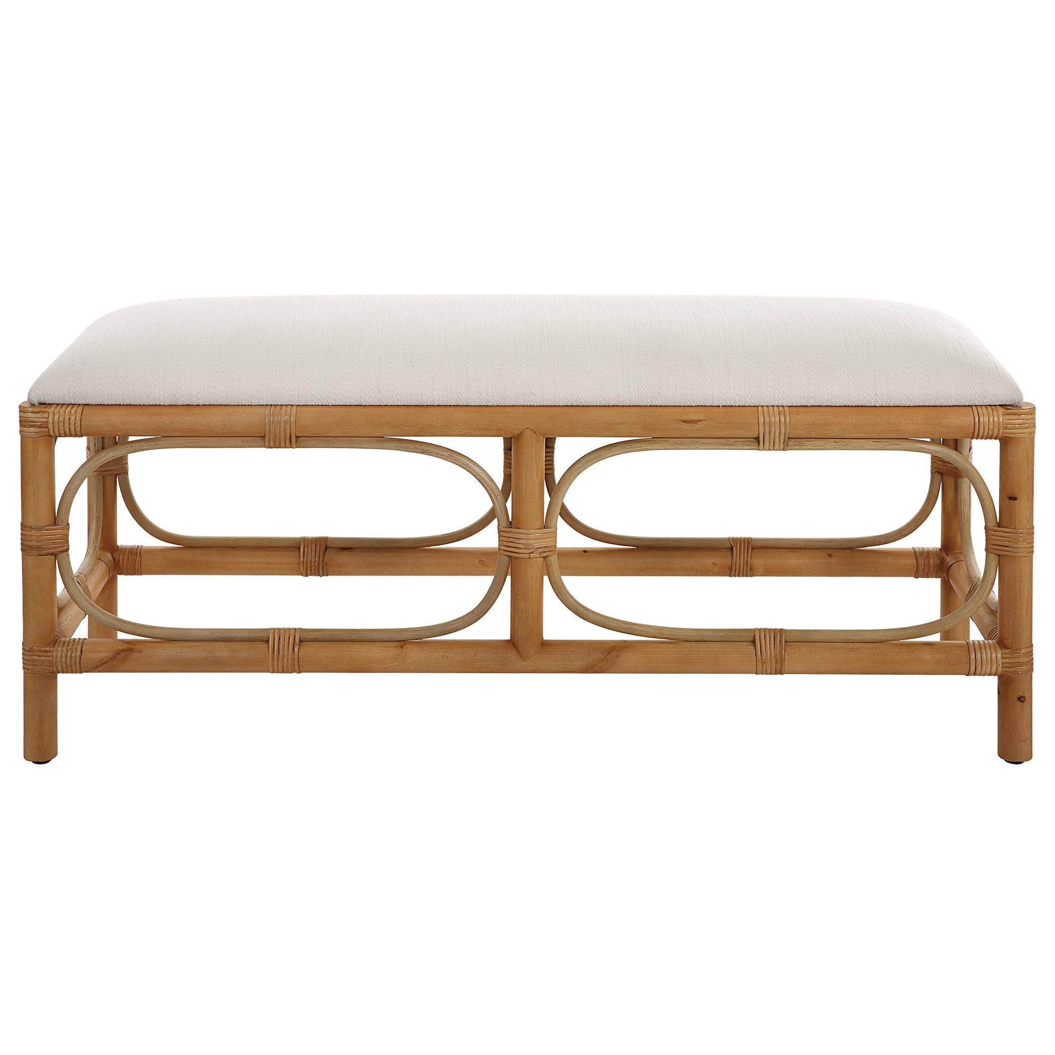 Uttermost Home Motor Freight - Rate to be Quoted Uttermost Laguna White Fabric Rattan Bench