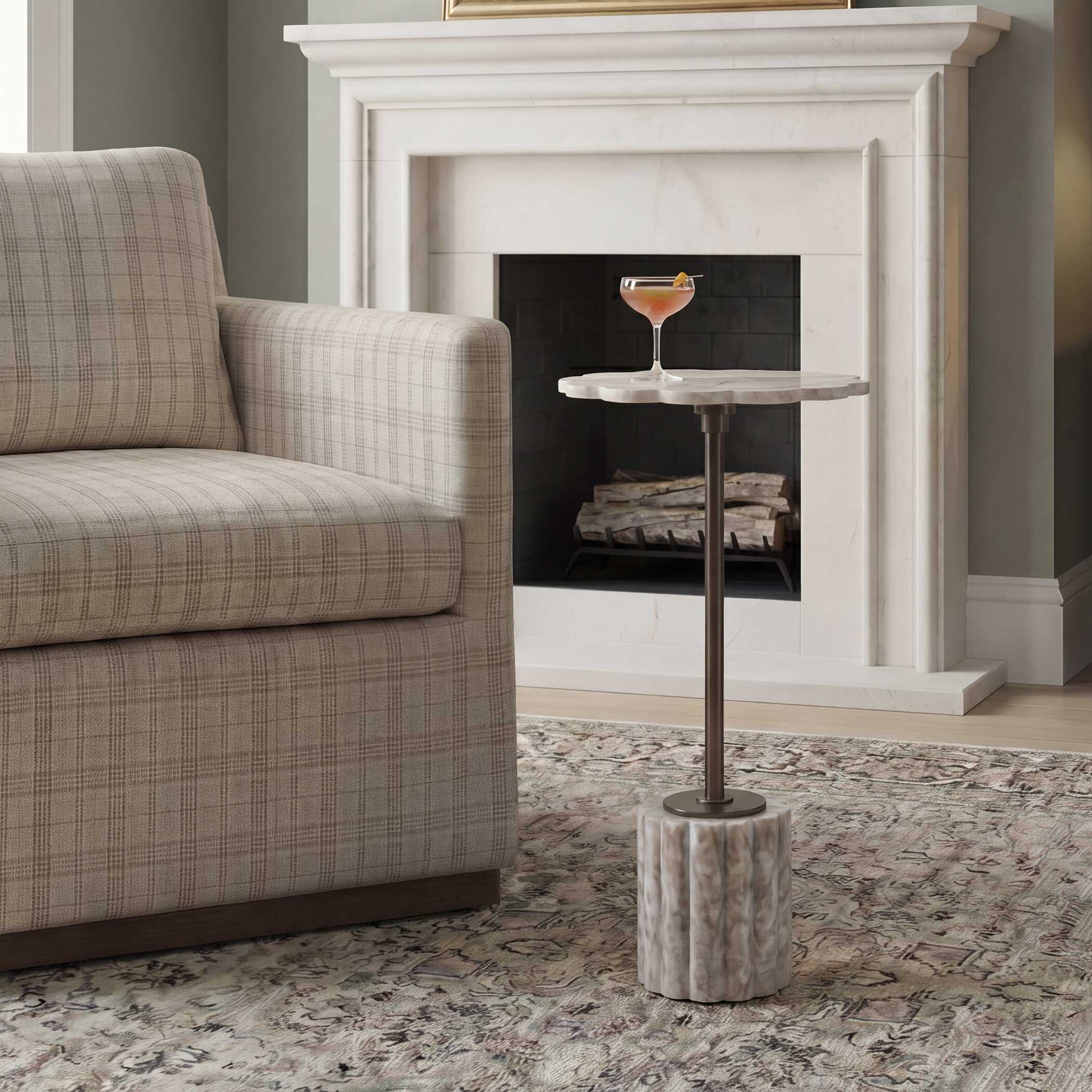 Uttermost Furniture Uttermost Lana Scalloped Marble Drink Table