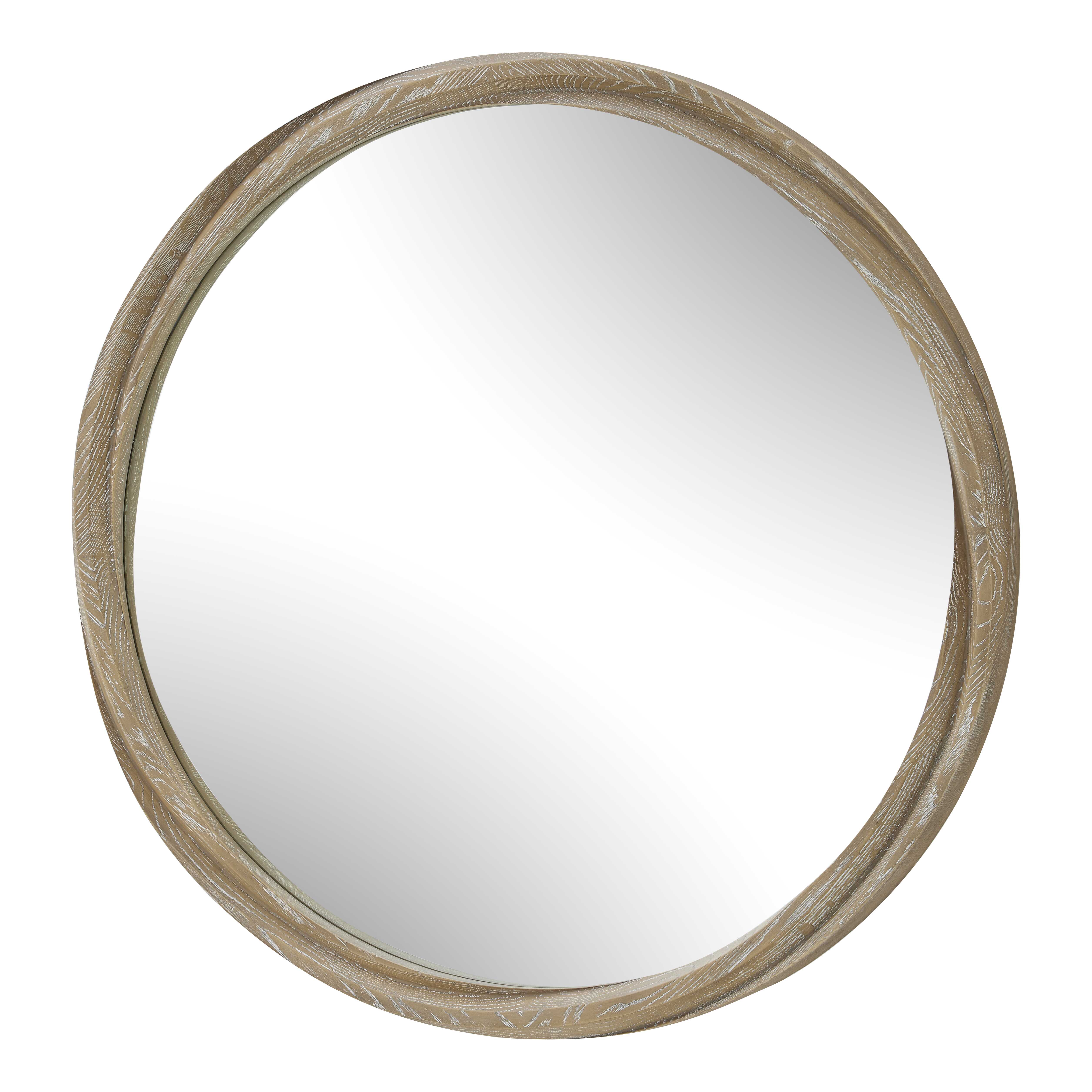 Uttermost Home Decor Uttermost Landry Round Light Wood Mirror