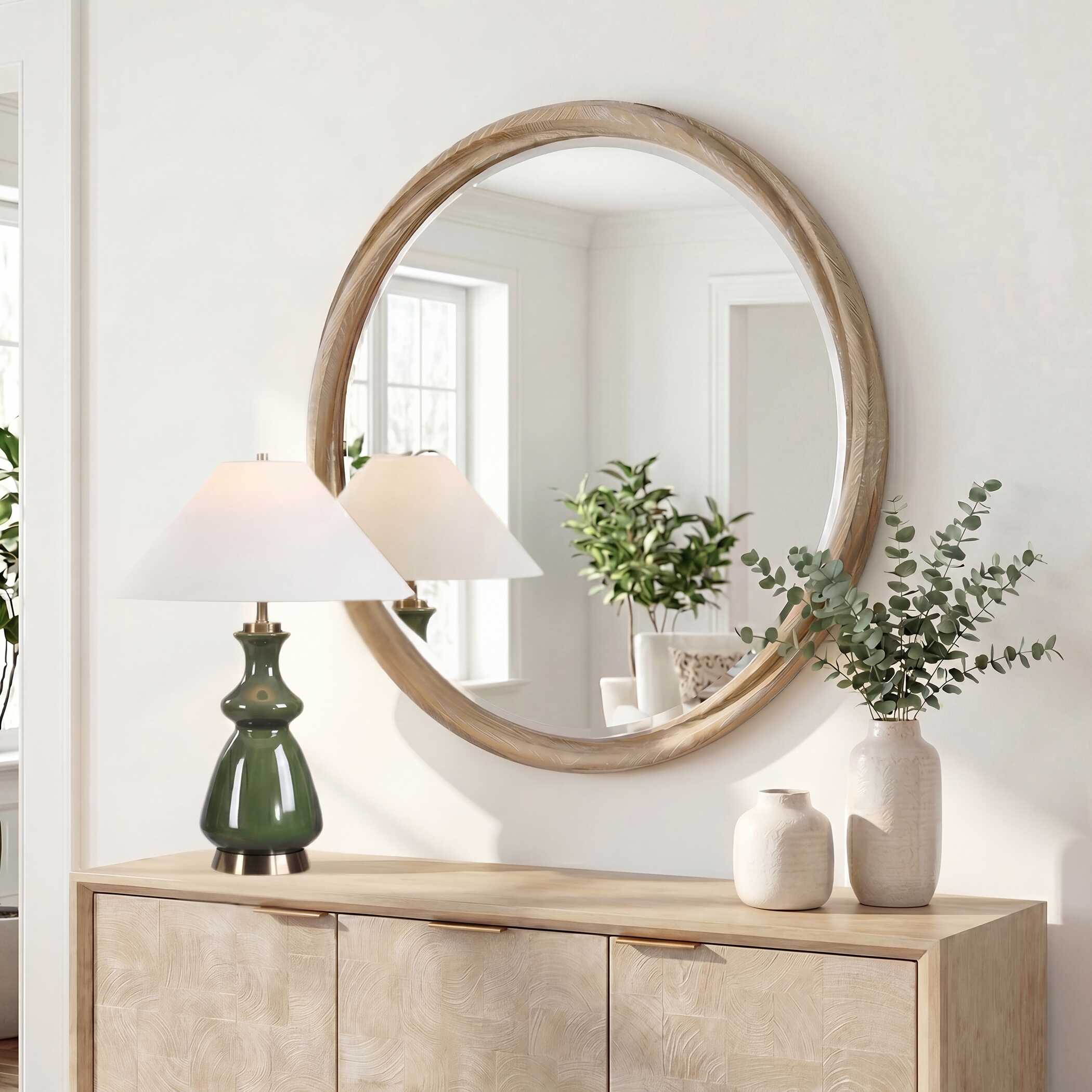 Uttermost Home Decor Uttermost Landry Round Light Wood Mirror