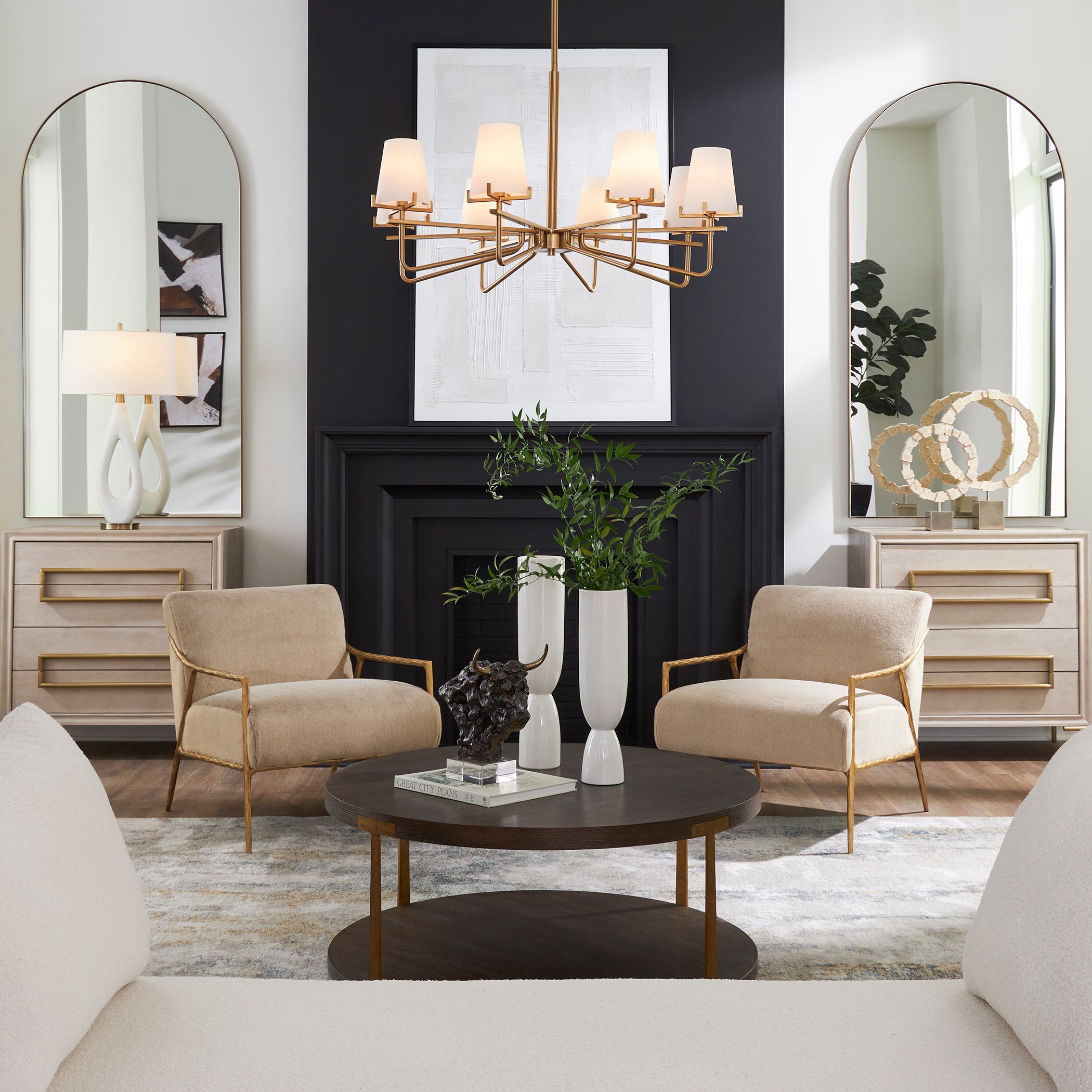 Uttermost Lighting Uttermost Lassen 8 Light Brass Chandelier