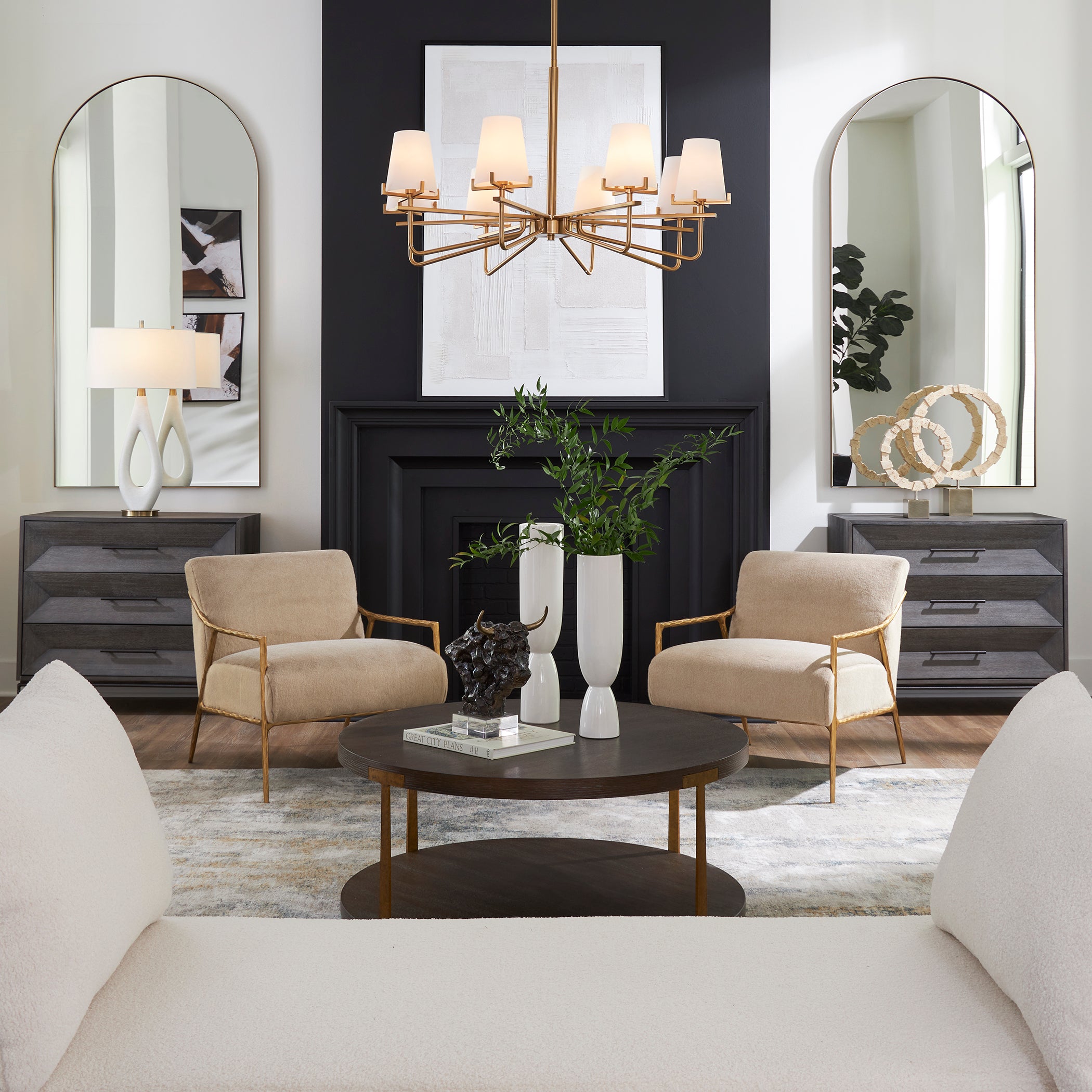 Uttermost Lighting Uttermost Lassen 8 Light Brass Chandelier