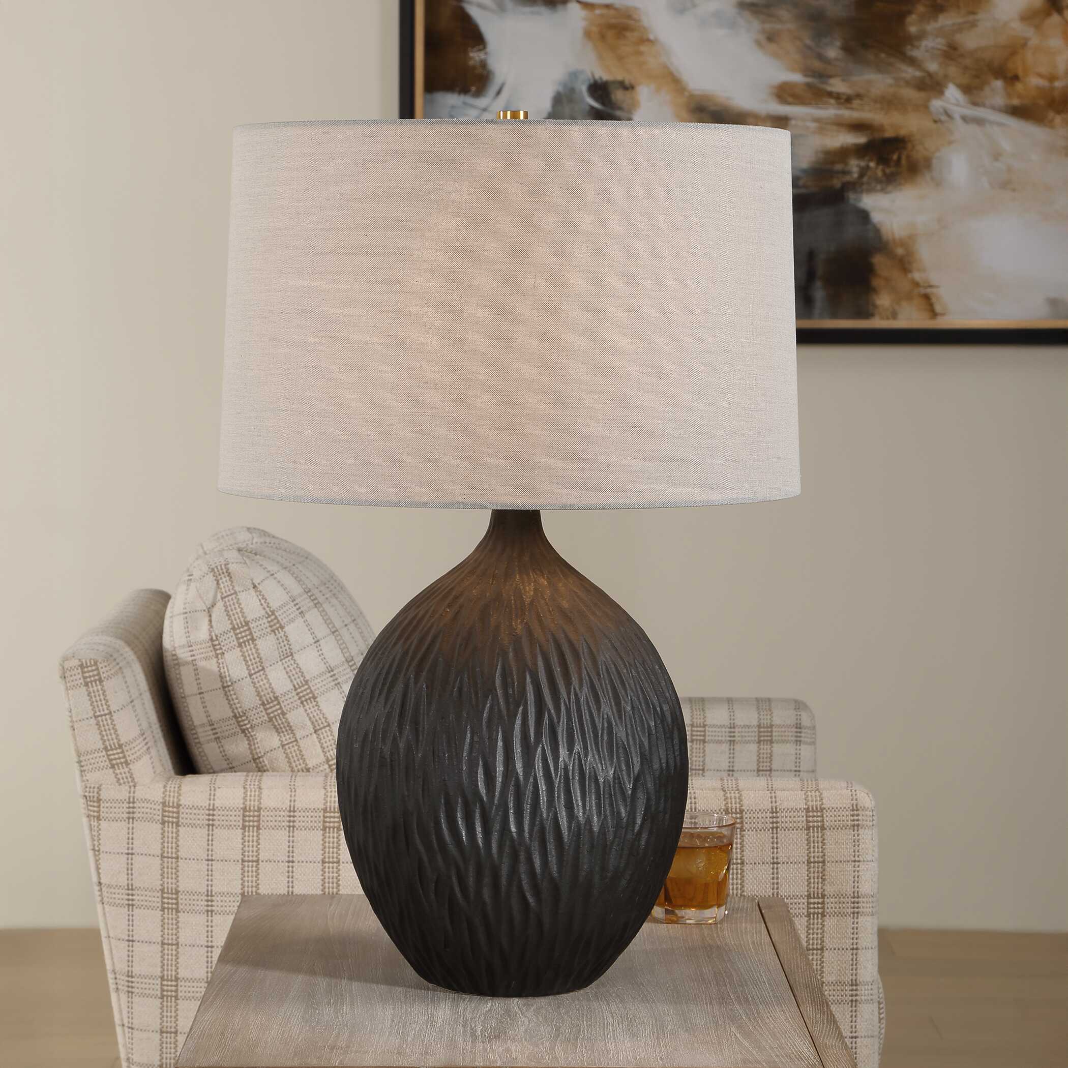 Uttermost Uttermost Levee Satin Black Table Lamp