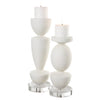 Uttermost Home Uttermost Lido White Stone Candleholders, Set/2