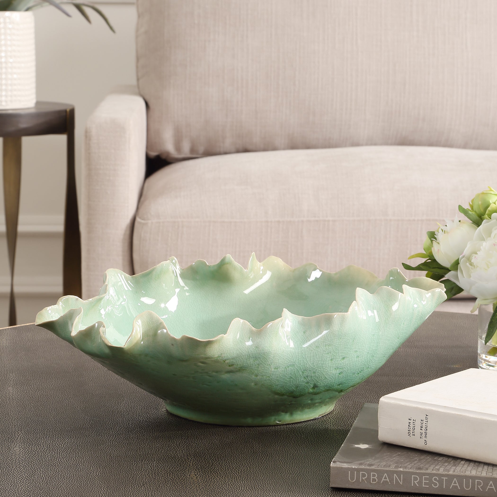 Uttermost Home Decor Uttermost Lila Green Glass Bowl