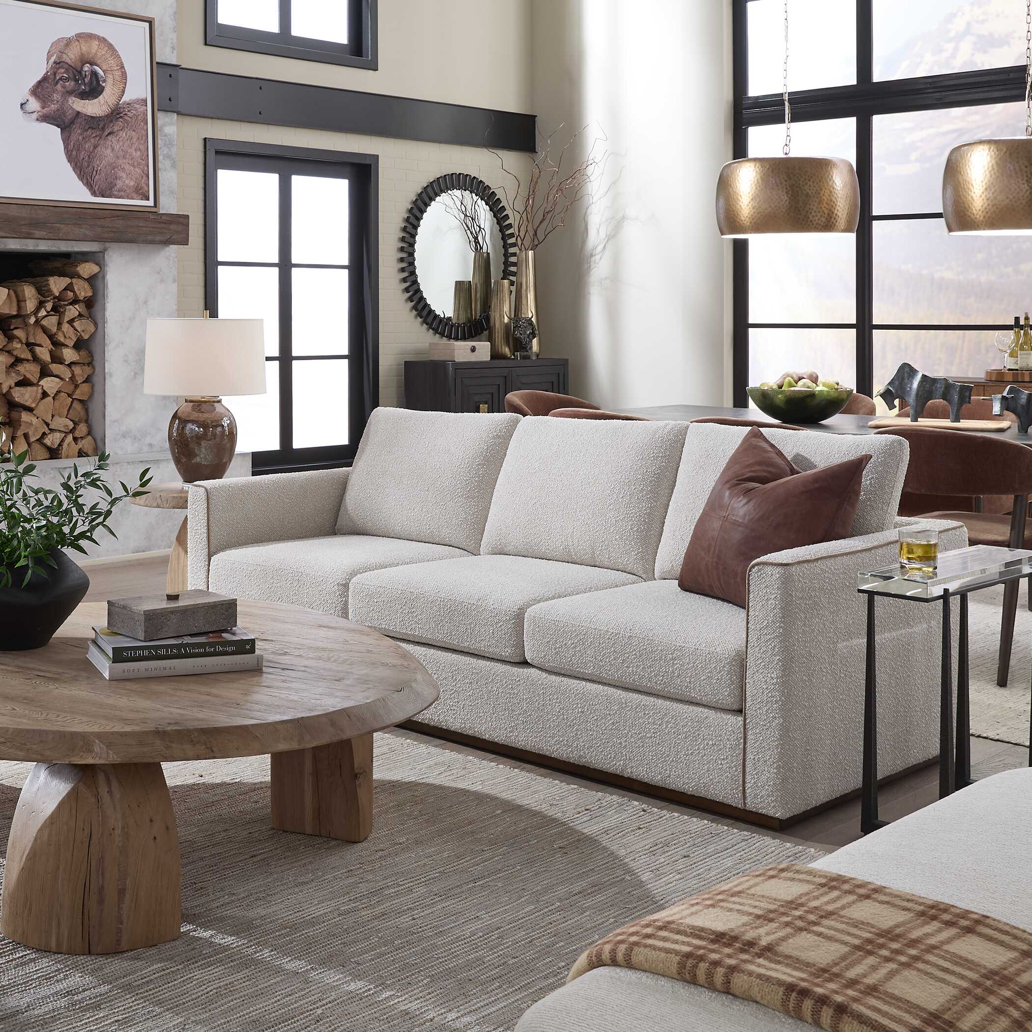 Uttermost Furniture Uttermost Lorien Cream Boucle Sofa