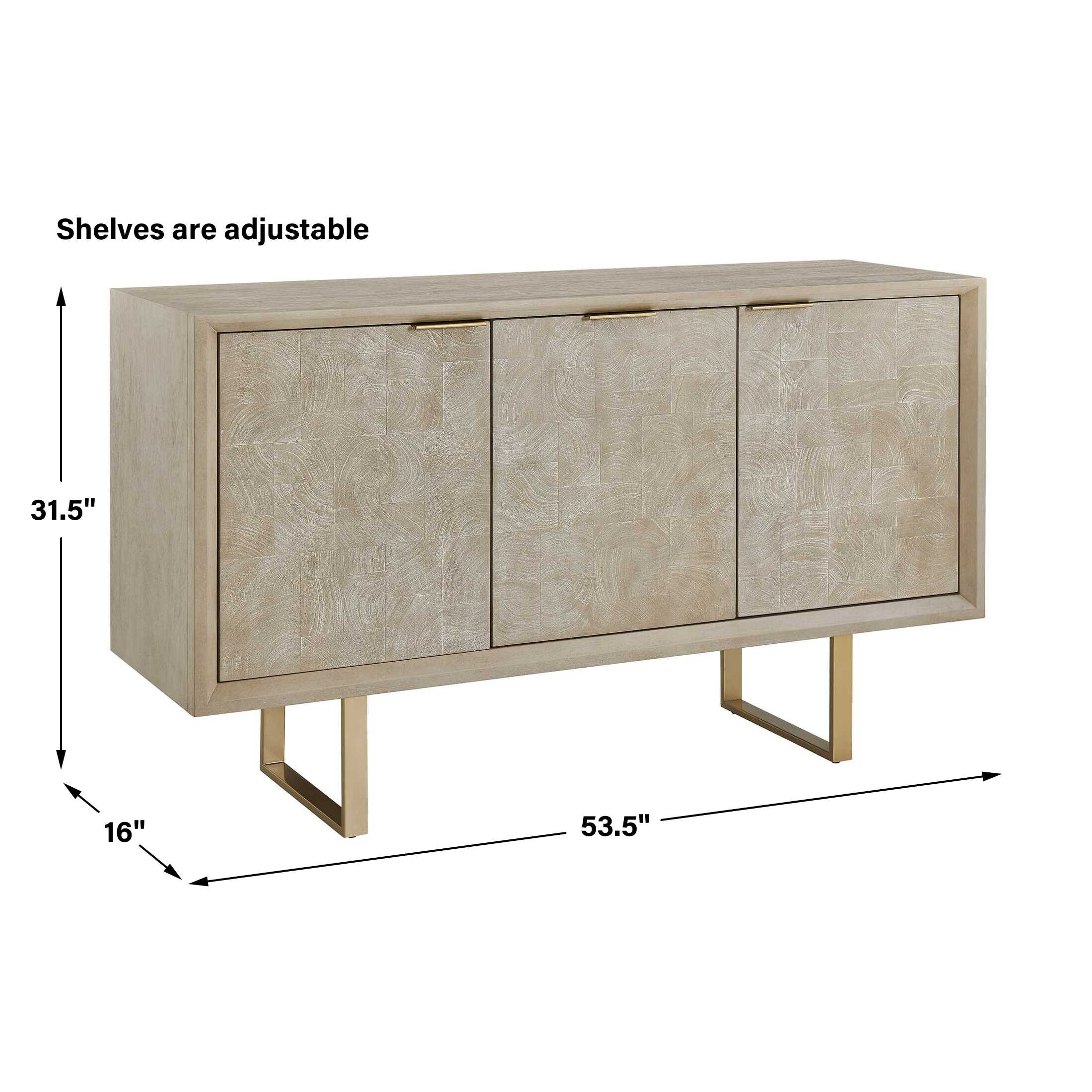 Uttermost Furniture Uttermost Maeva 3 Door Light Wood Cabinet