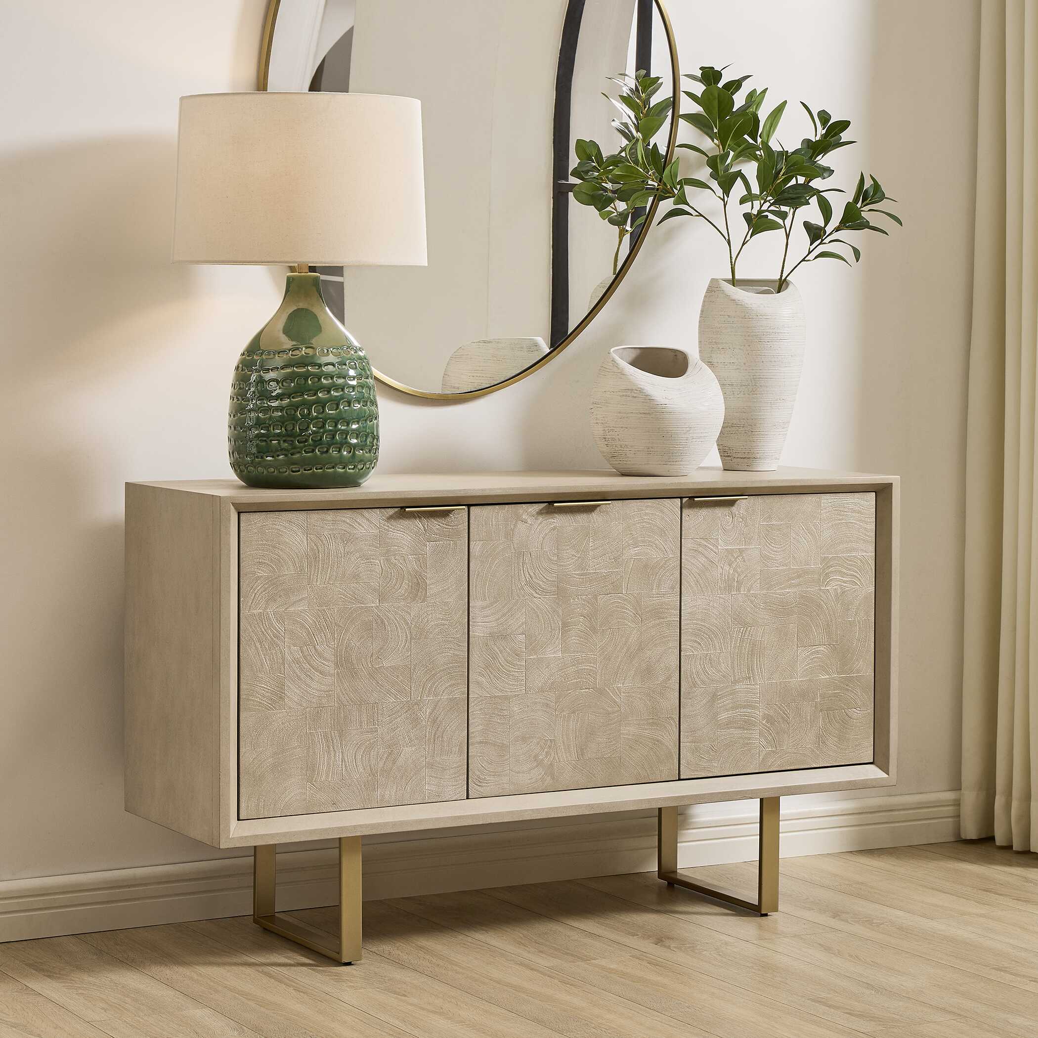Uttermost Furniture Uttermost Maeva 3 Door Light Wood Cabinet