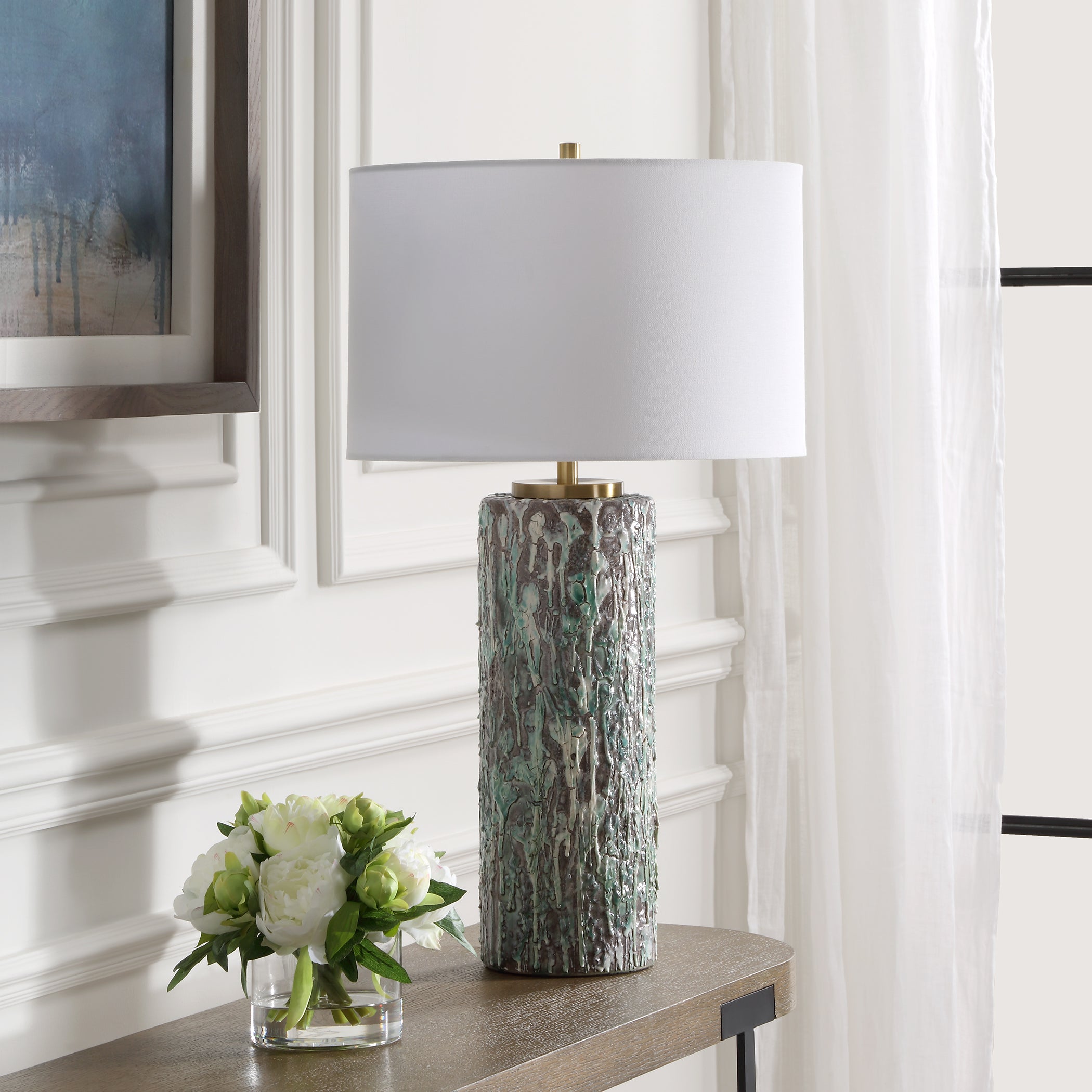 Uttermost Lighting Uttermost Meltdown Ivory Teal Table Lamp