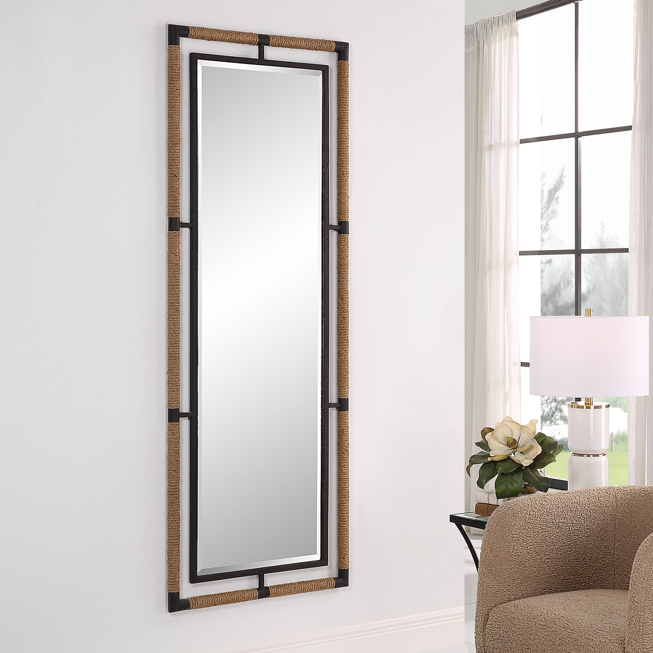 Uttermost Home Decor Motor Freight - Est Rate Quoted Uttermost Melville Iron & Rope Tall Mirror