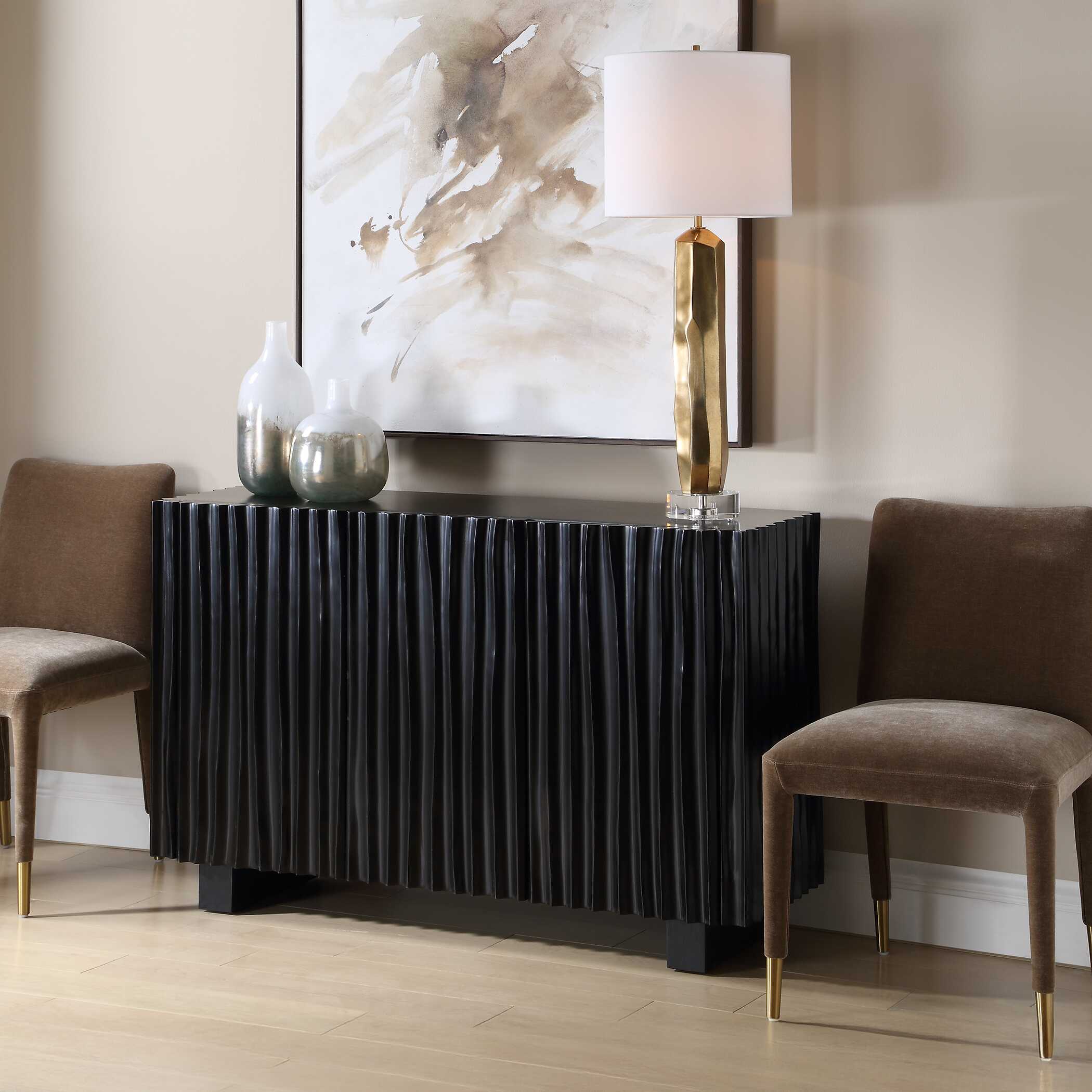 Uttermost Furniture Uttermost Mercado Black 3 Door Cabinet