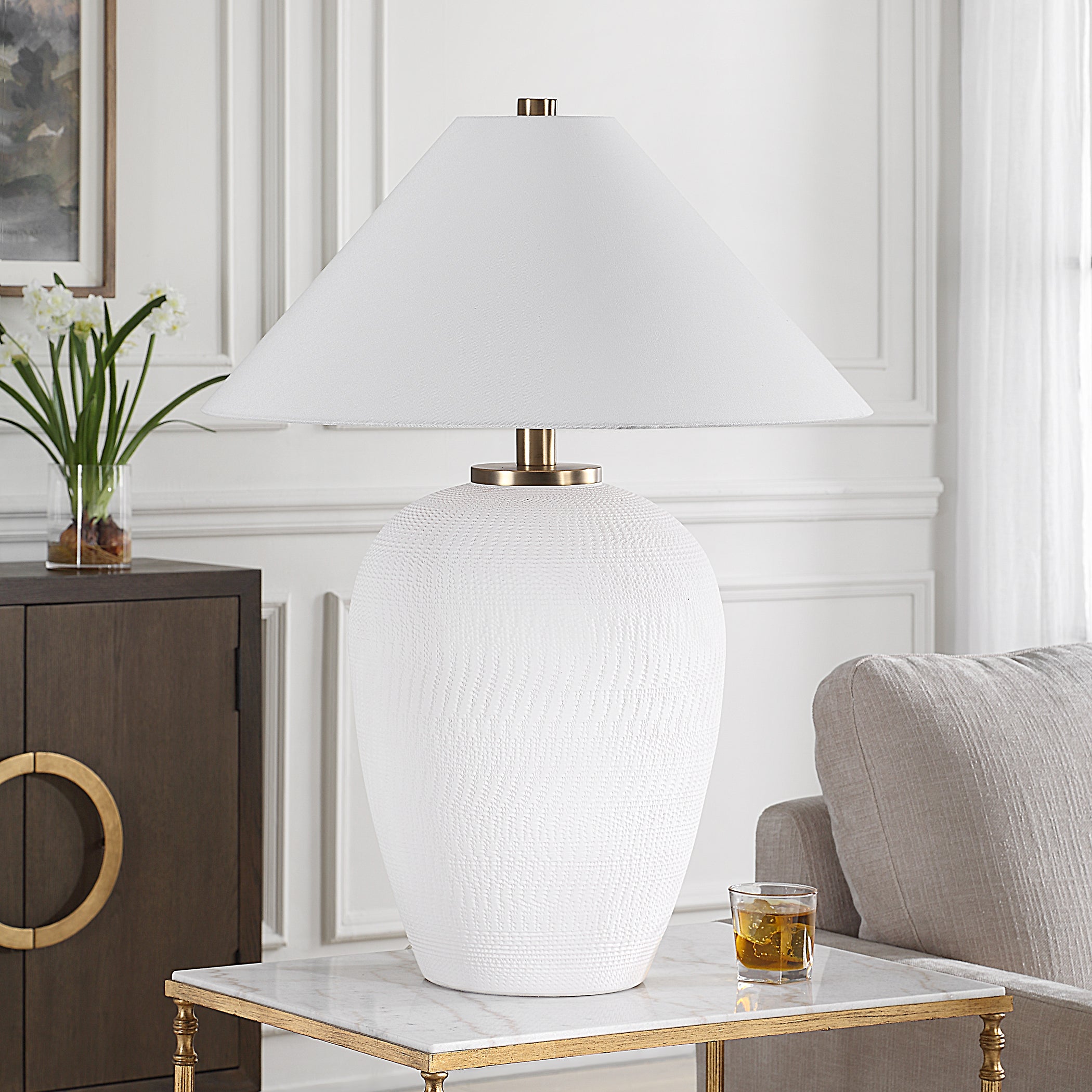 Uttermost Lighting Uttermost Merriton Matt White Table Lamp