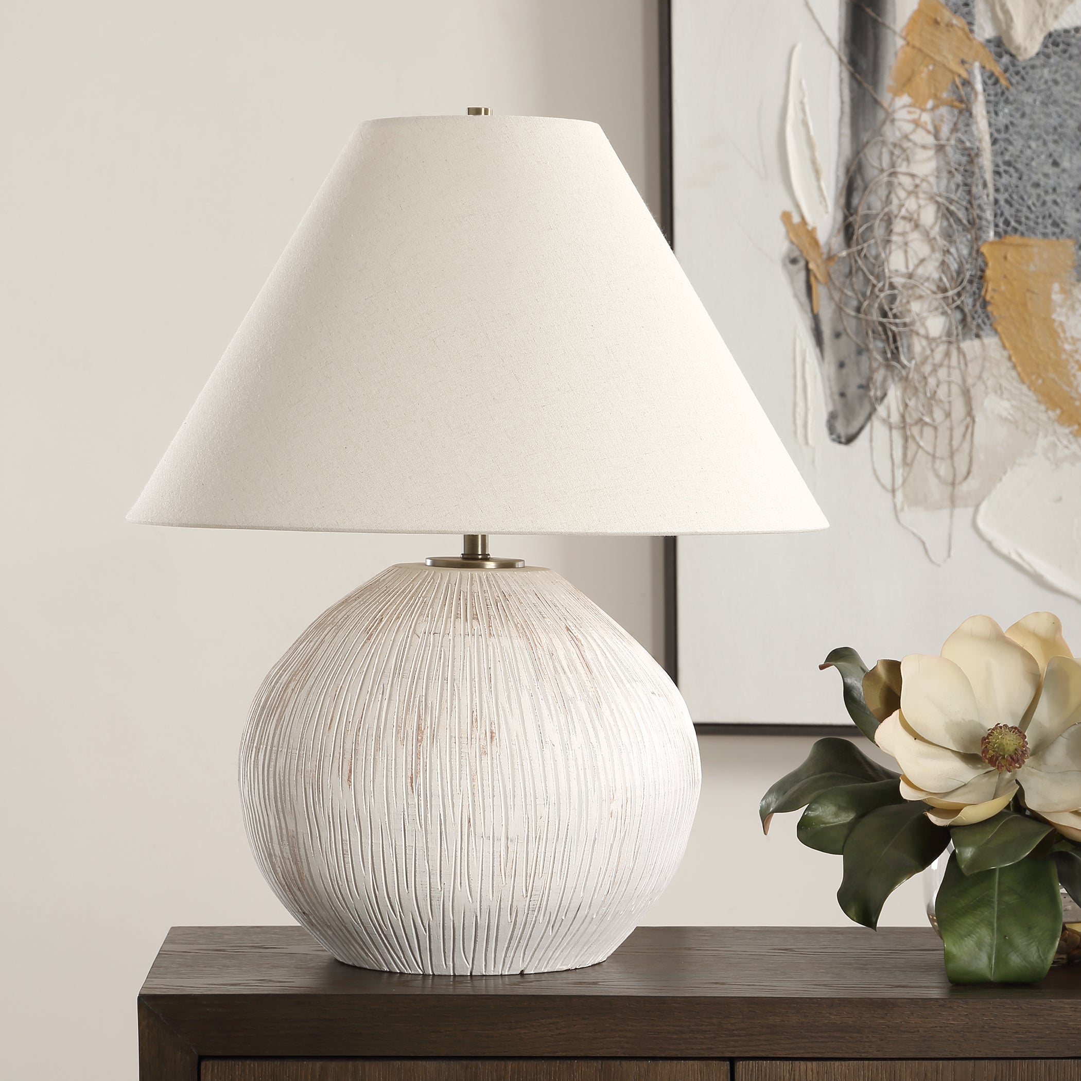 Uttermost Lighting Uttermost Meryl Aged White Table Lamp