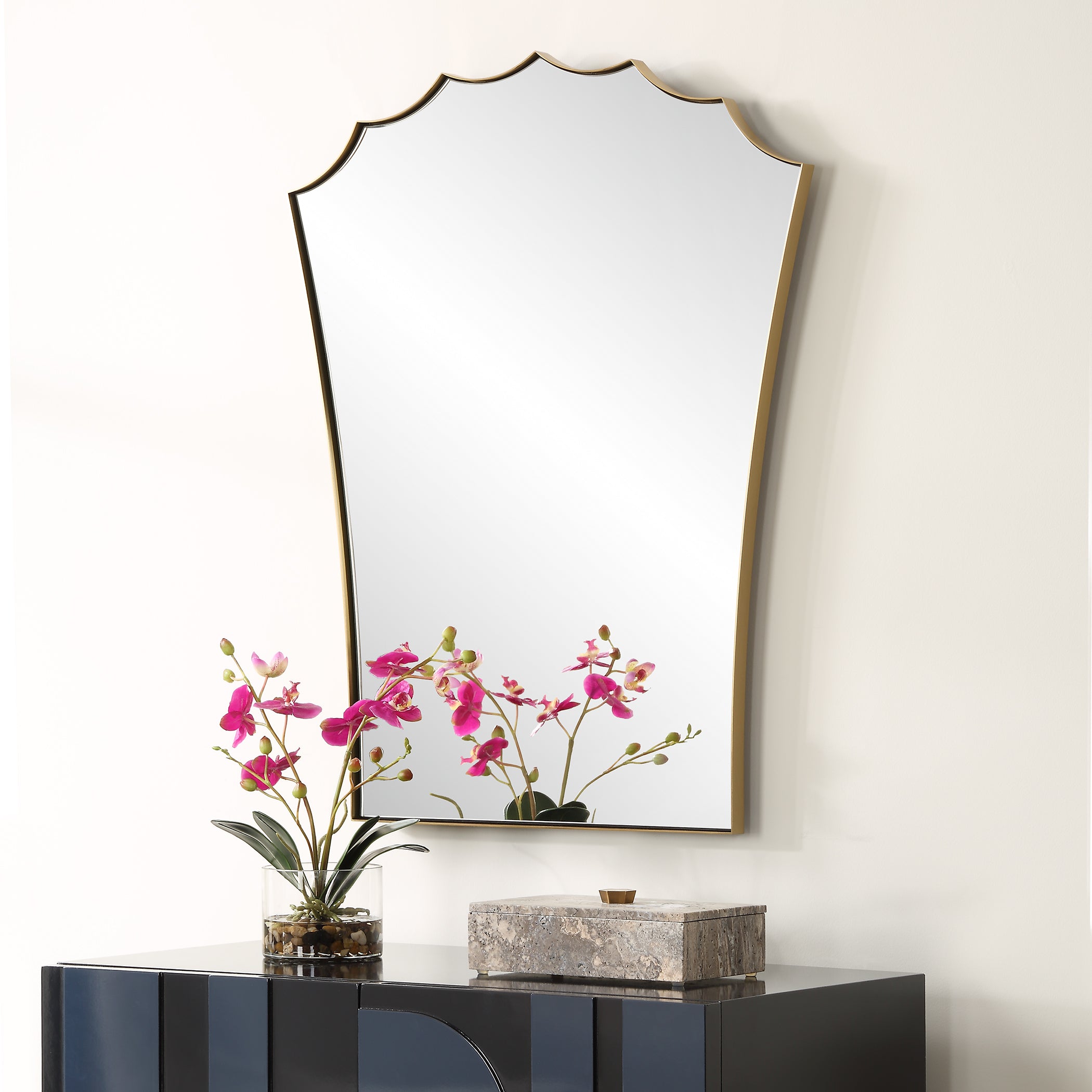 Uttermost Home Decor Uttermost Monarch Scalloped Arched Vanity Mirror