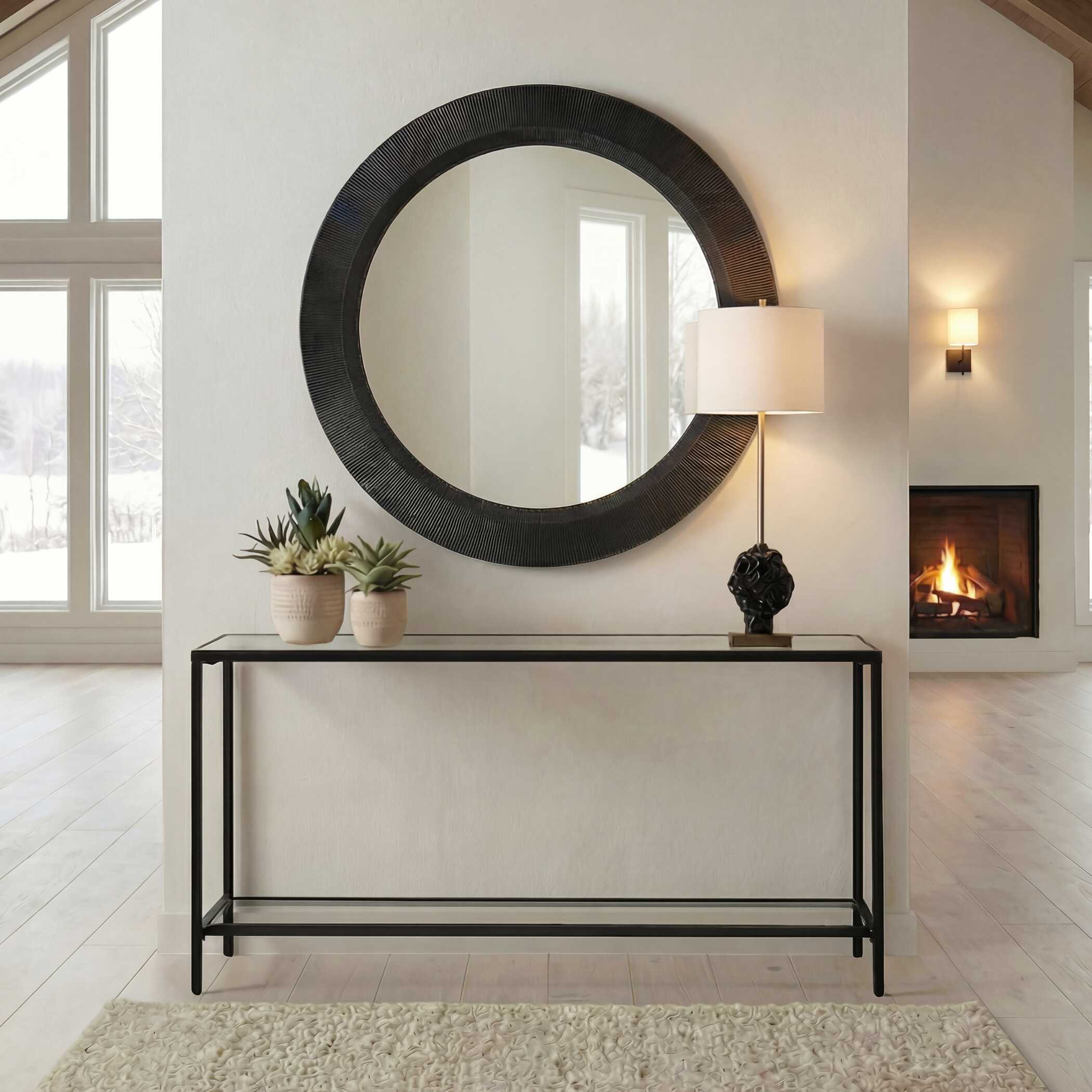 Uttermost Home Decor Uttermost Montgomery Round Black Mirror