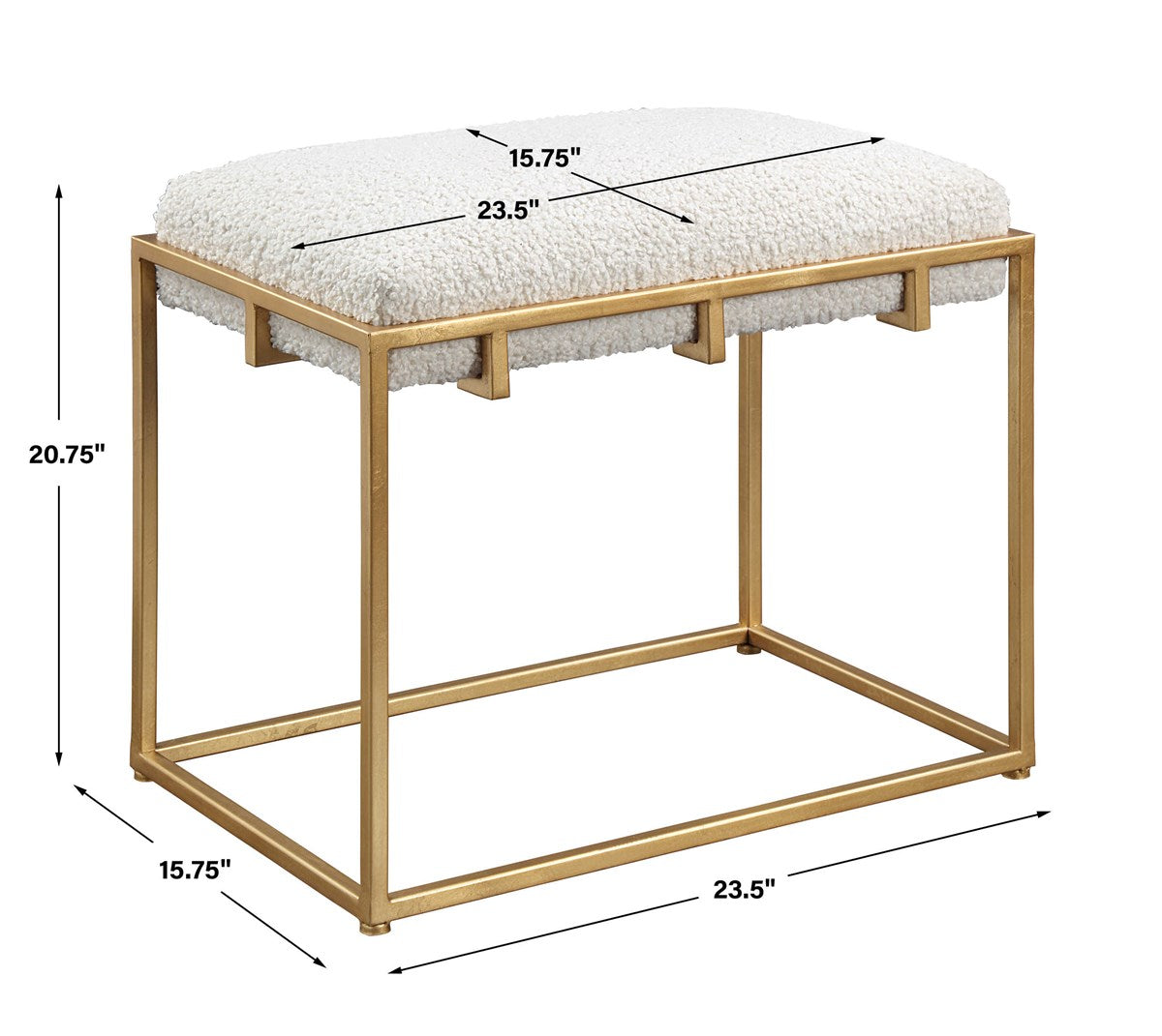 Uttermost Home Uttermost Paradox Small Bench, Gold