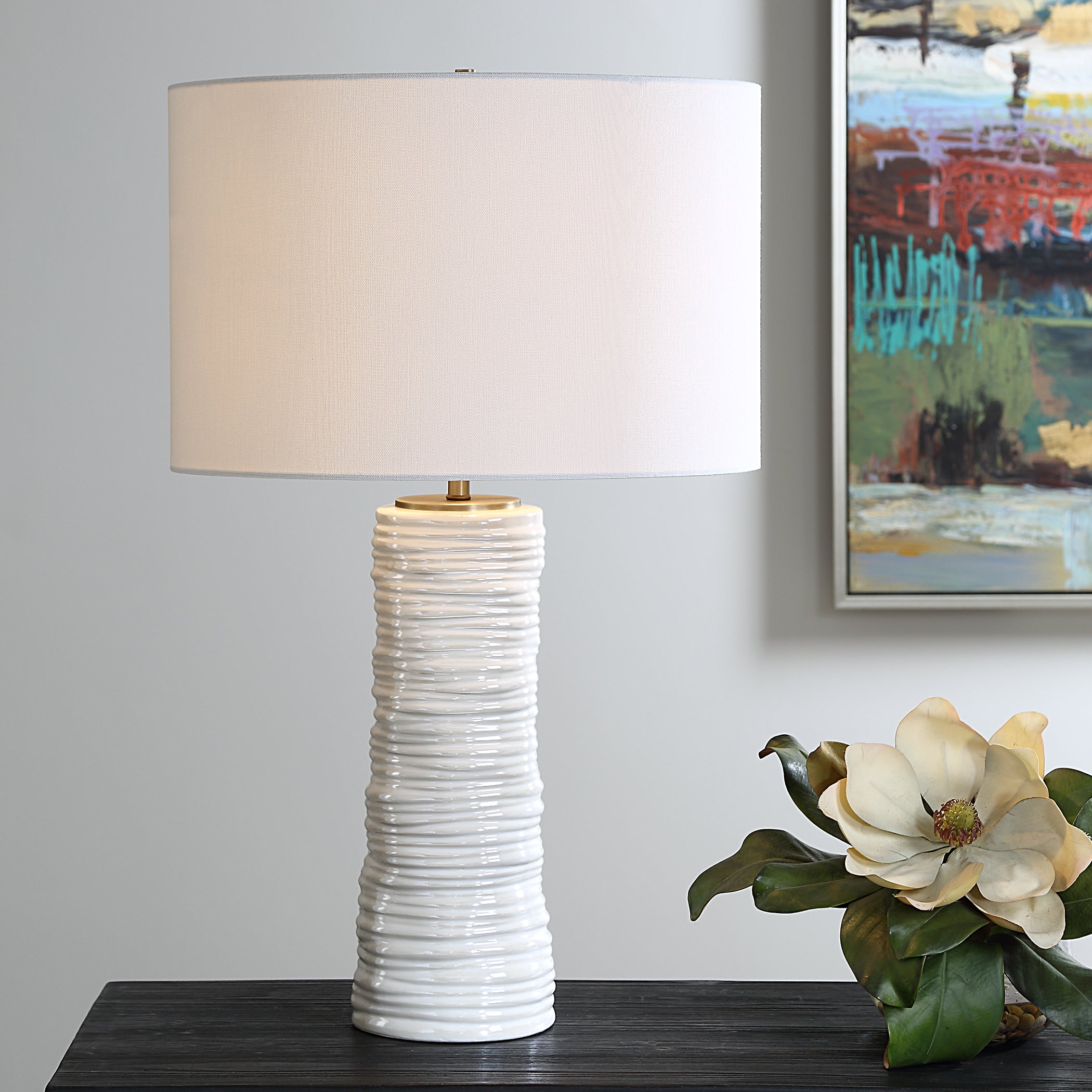 Uttermost Lighting Uttermost Pavlova Glossy White Table Lamp