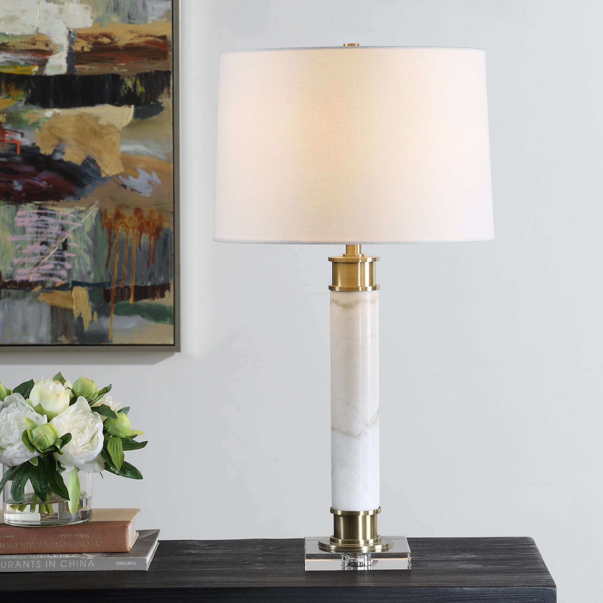 Uttermost Lighting Uttermost Plinth White Marble Table Lamp