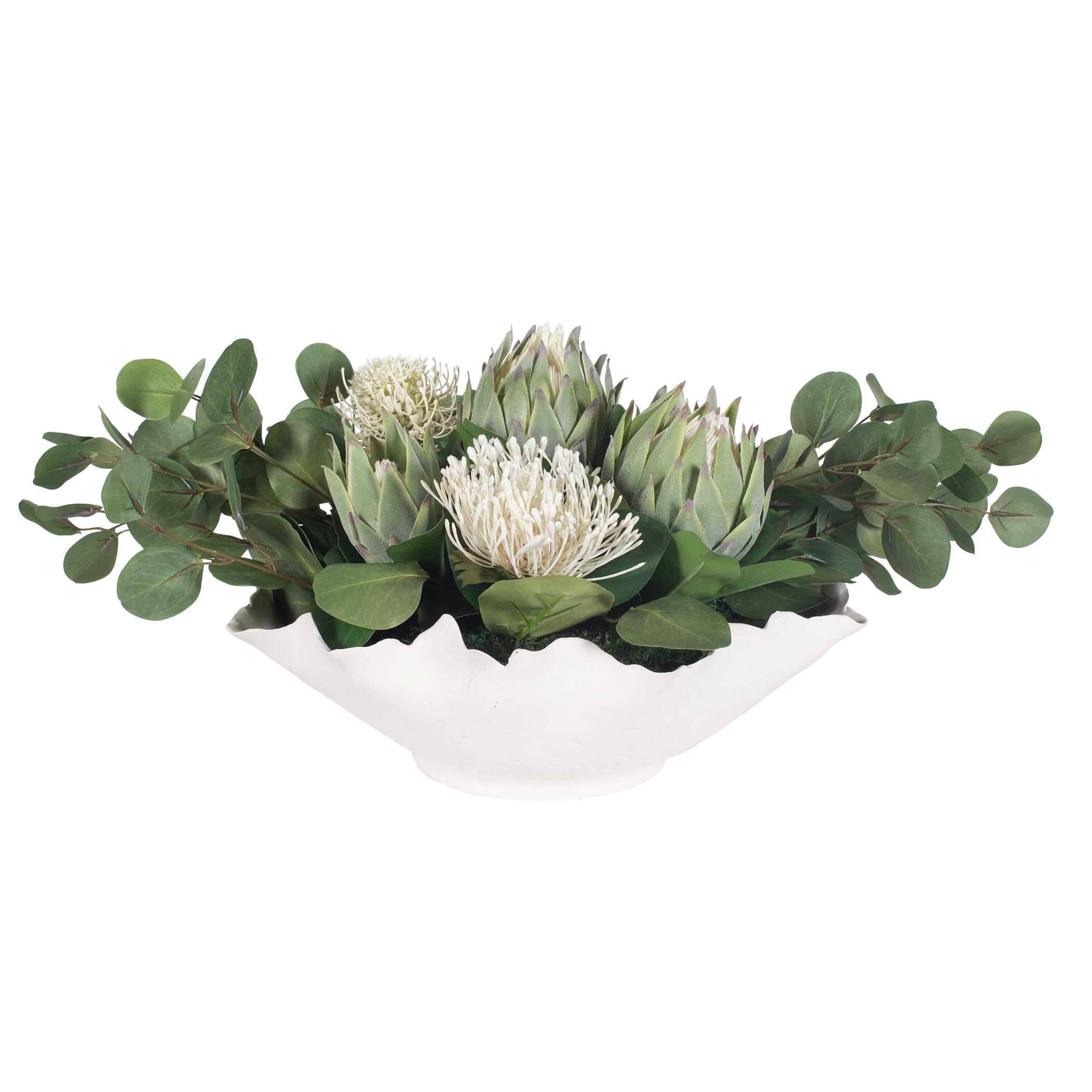 Uttermost Uttermost Protea Blooms White Bowl Centerpiece