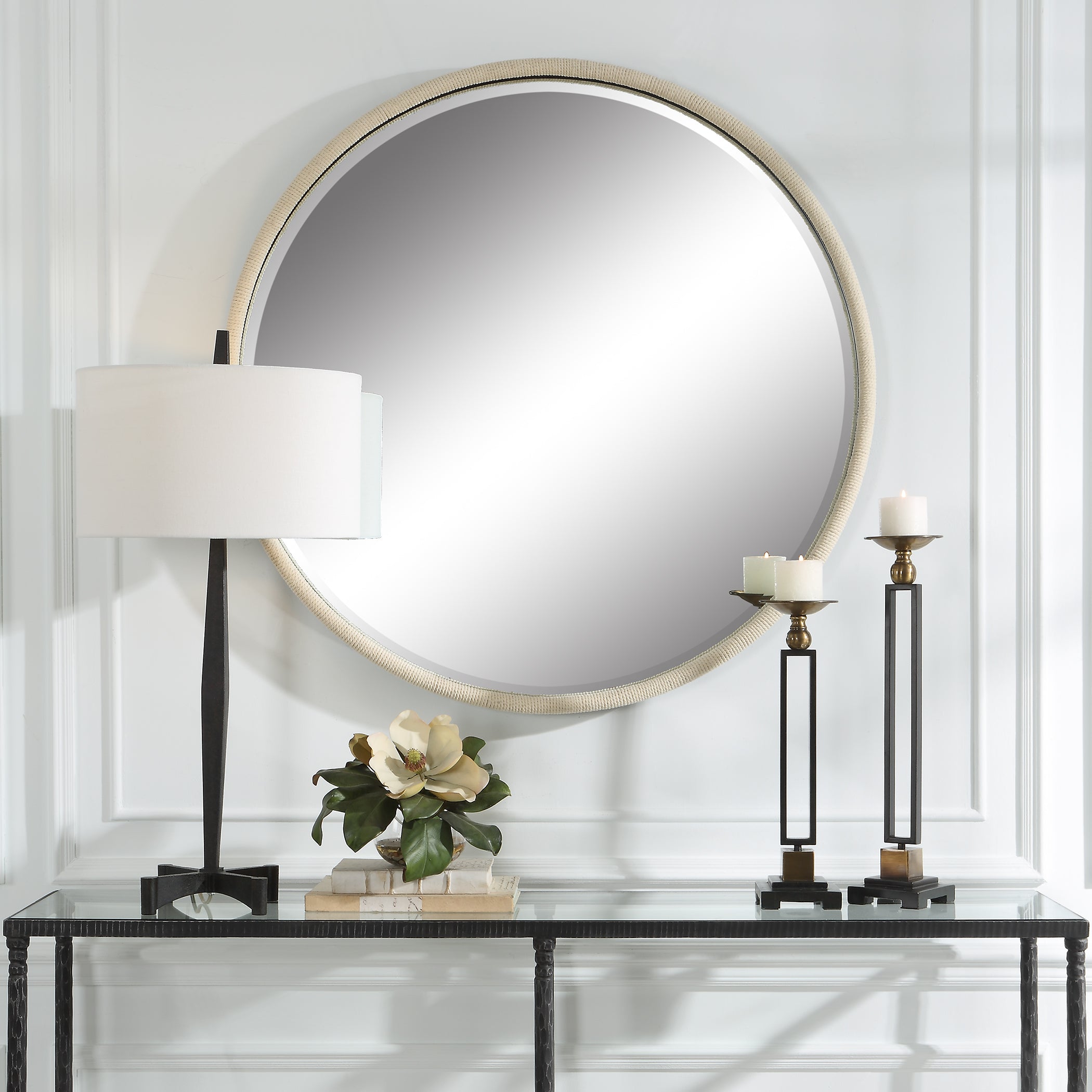 Uttermost Home Decor Oversize Rate to be Quoted Uttermost Ranchero White Round Mirror