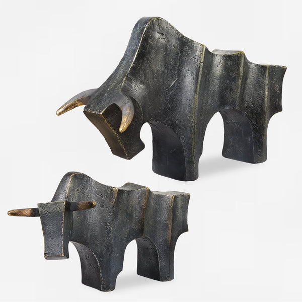 Uttermost Home Decor Uttermost Regal Bull Bronze Sculptures Set/2