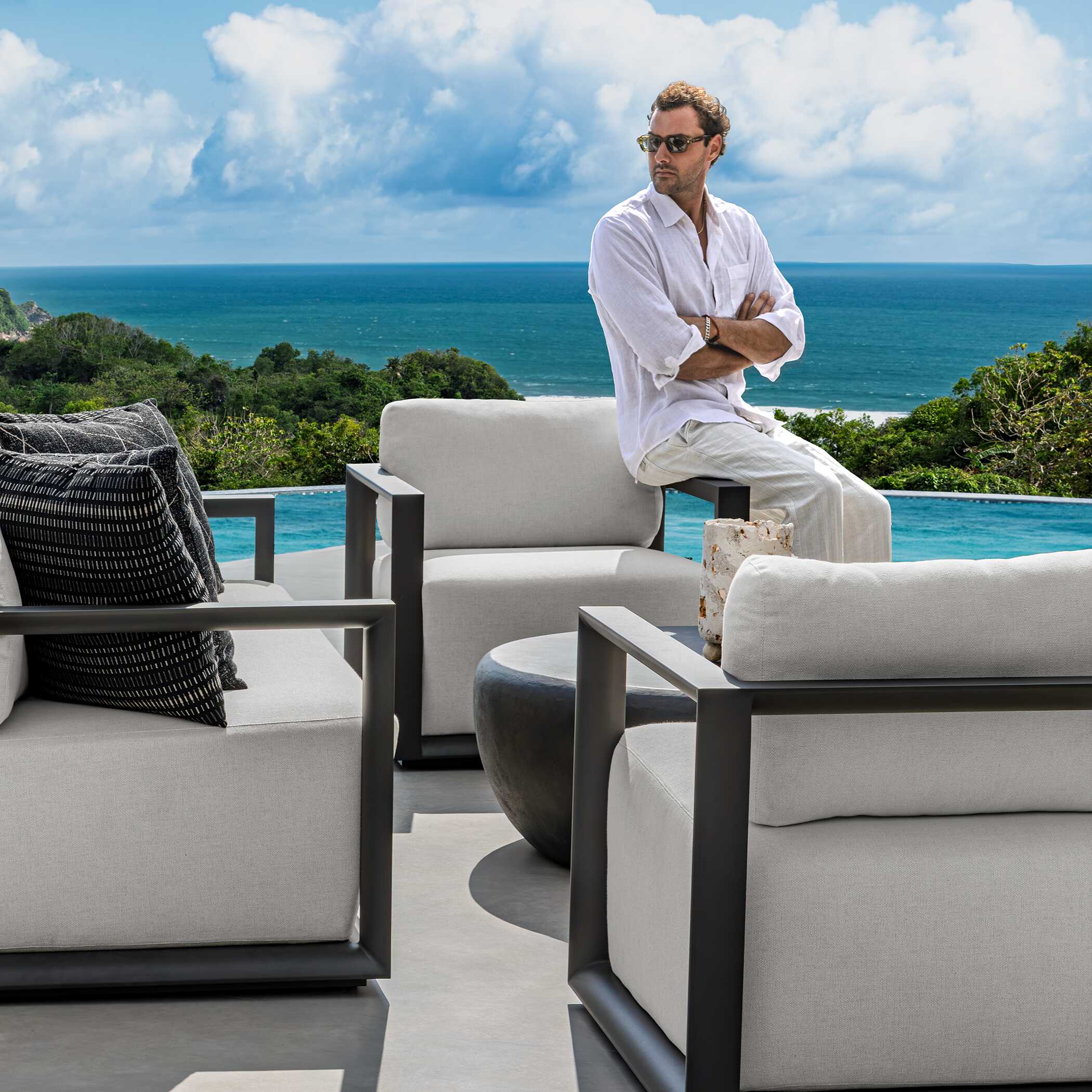 Uttermost Furniture Uttermost Remsen Black/Oyster Outdoor Lounge Chair