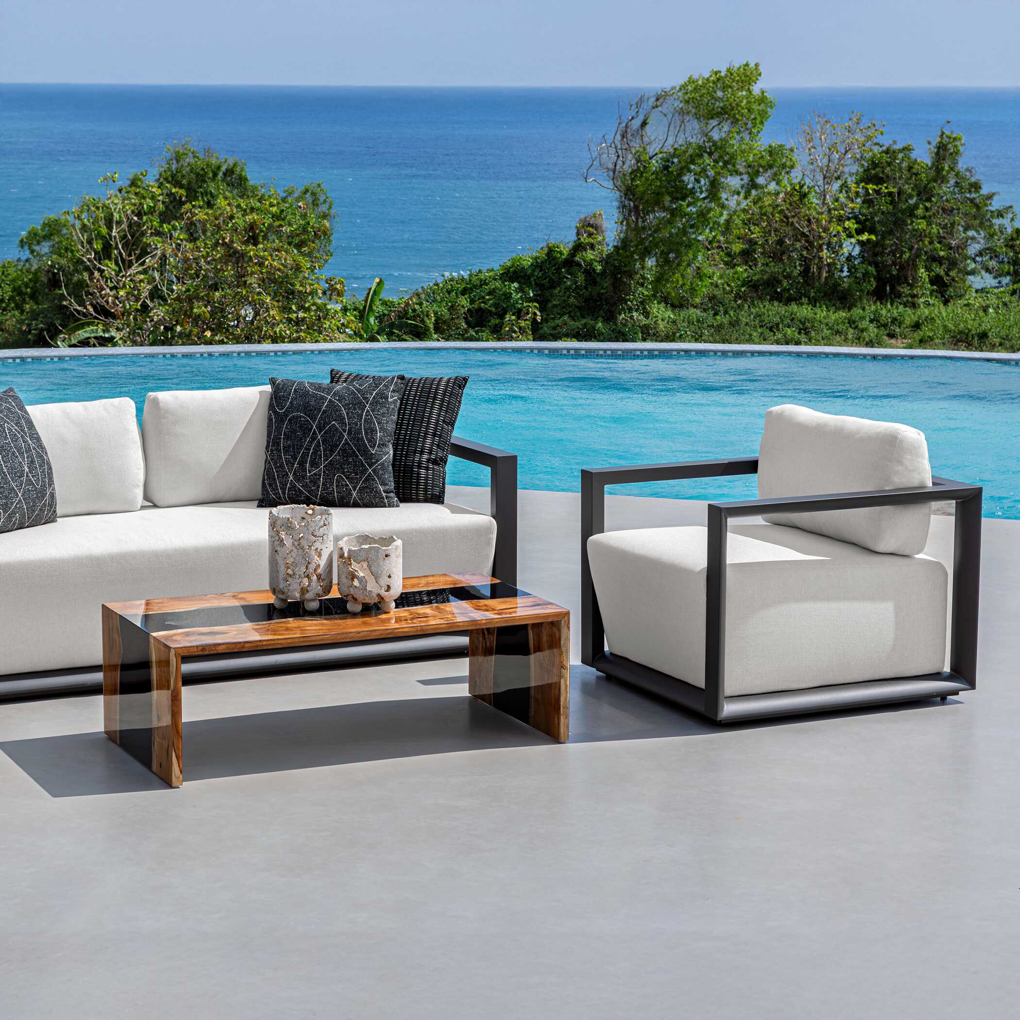 Uttermost Furniture Uttermost Remsen Black/Oyster Outdoor Lounge Chair