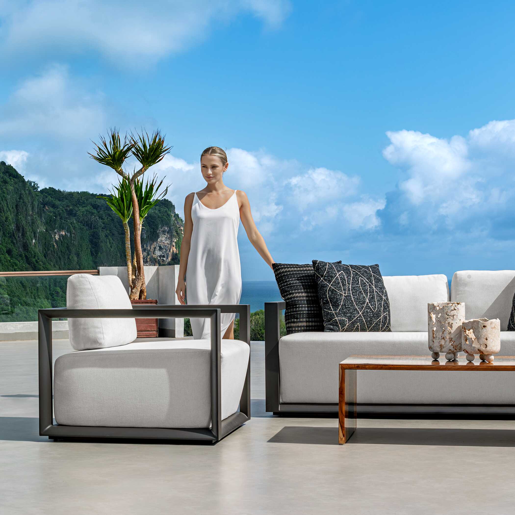 Uttermost Furniture Uttermost Remsen Black/Oyster Outdoor Lounge Chair