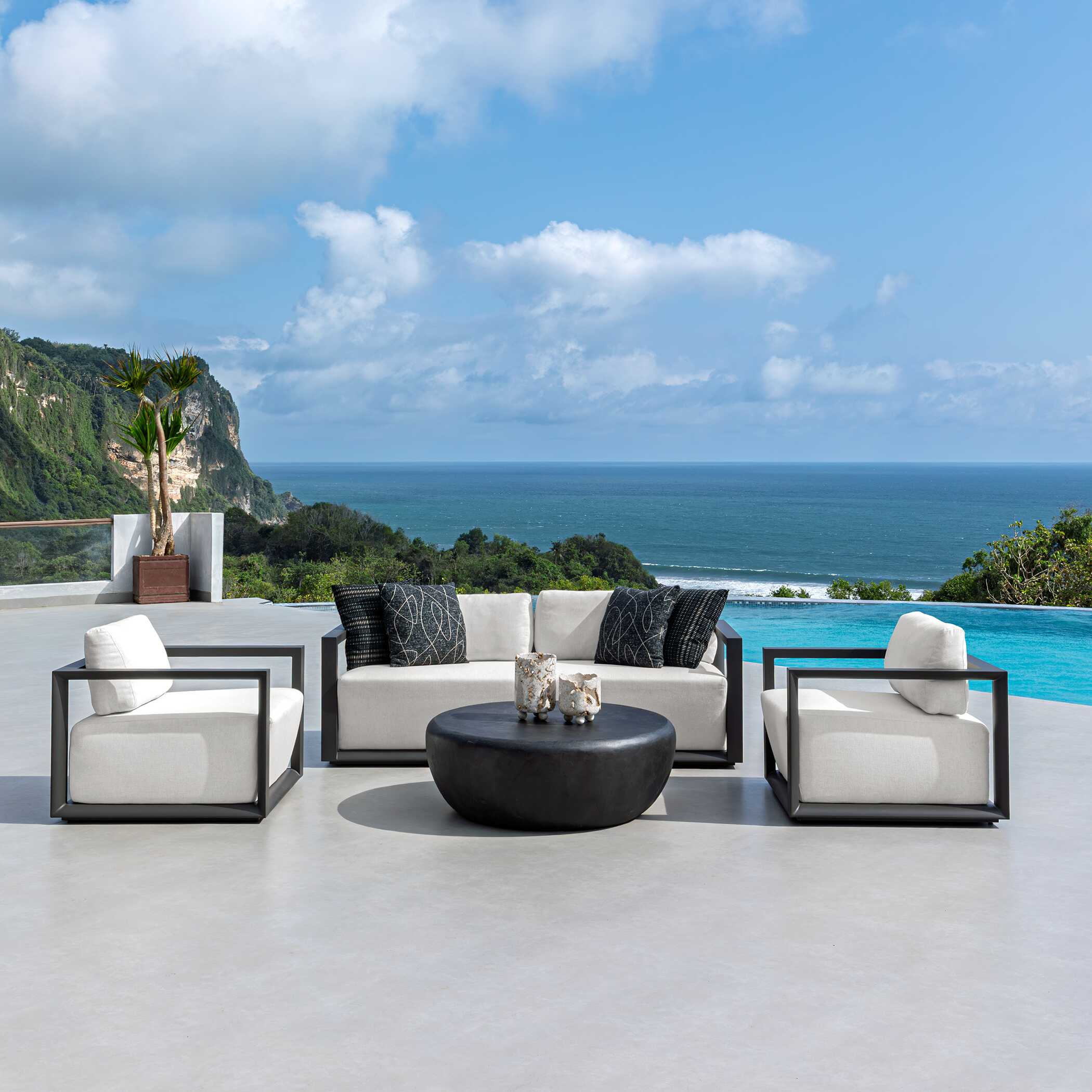 Uttermost Furniture Uttermost Remsen Black/Oyster Outdoor Lounge Chair