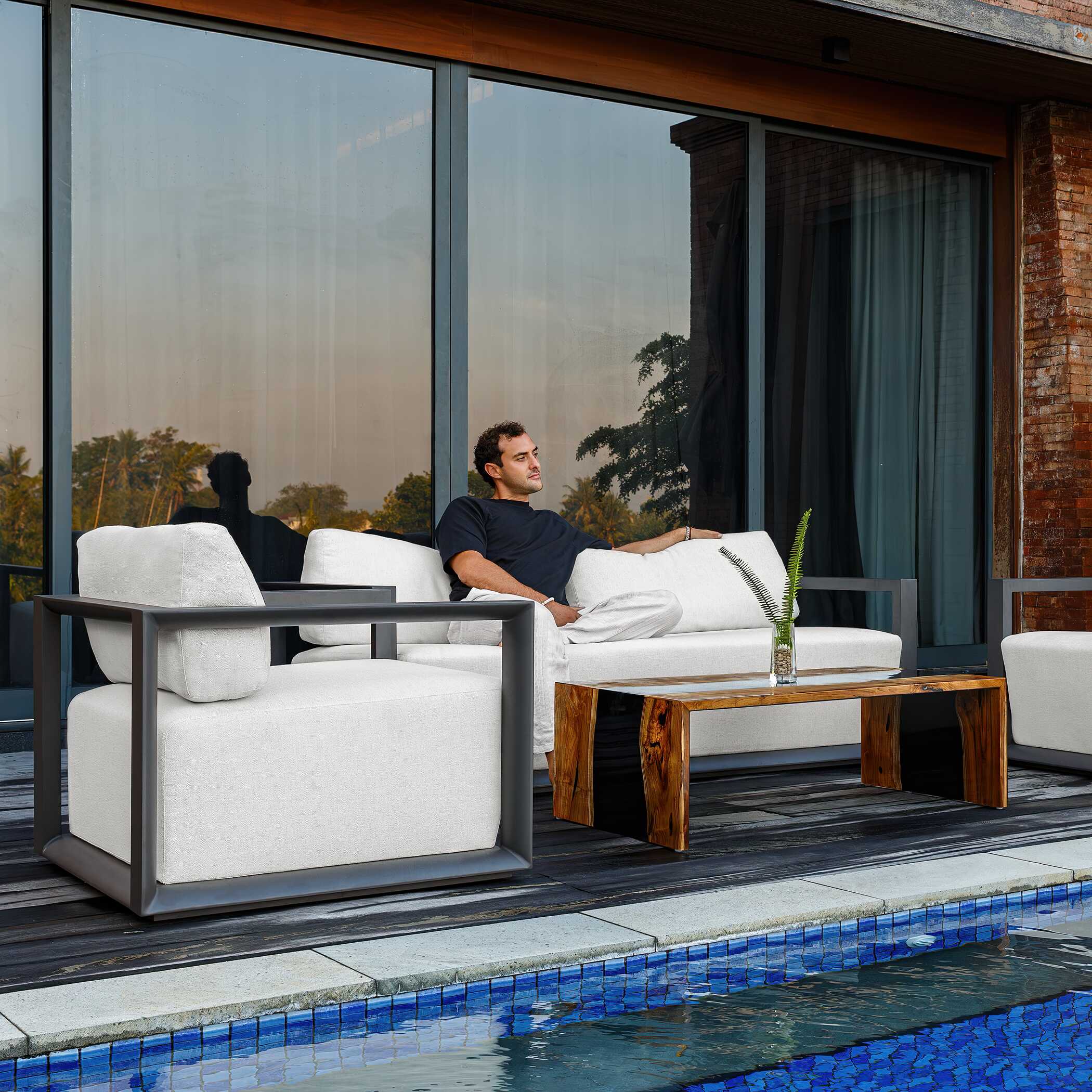 Uttermost Furniture Uttermost Remsen Black/Oyster Outdoor Lounge Chair
