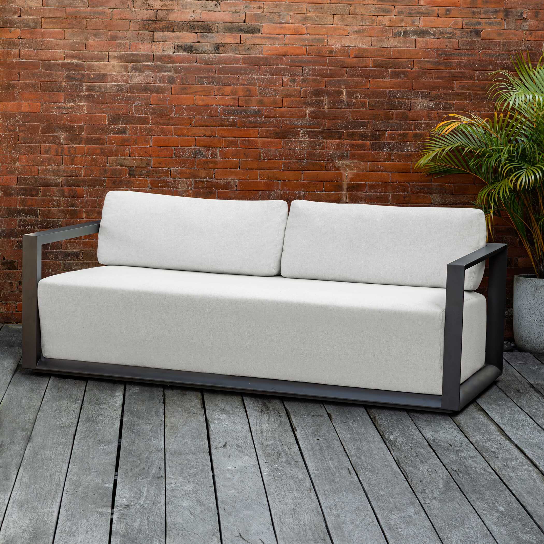 Uttermost Furniture Uttermost Remsen Outdoor Black/Oyster Sofa