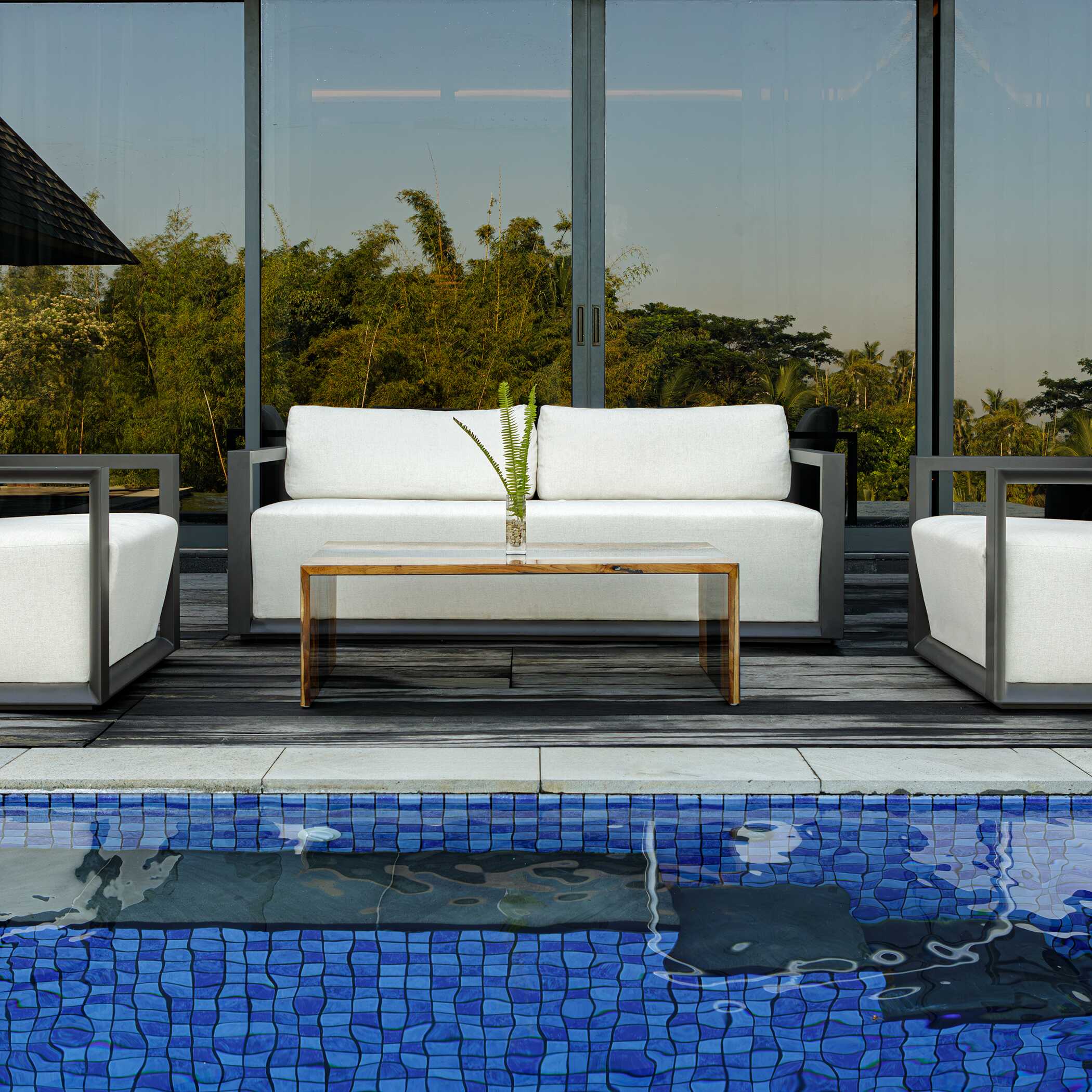 Uttermost Furniture Uttermost Remsen Outdoor Black/Oyster Sofa
