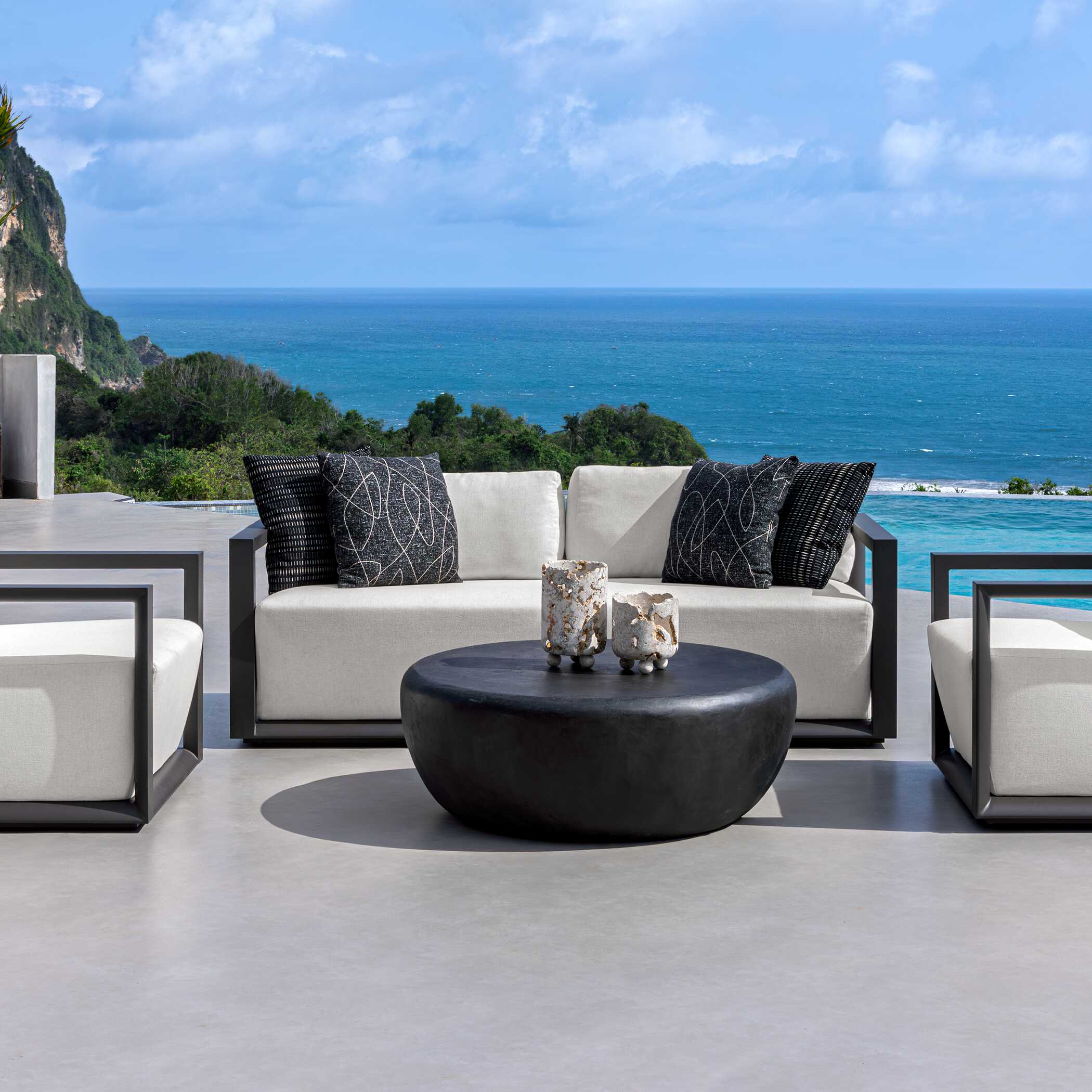 Uttermost Furniture Uttermost Remsen Outdoor Black/Oyster Sofa
