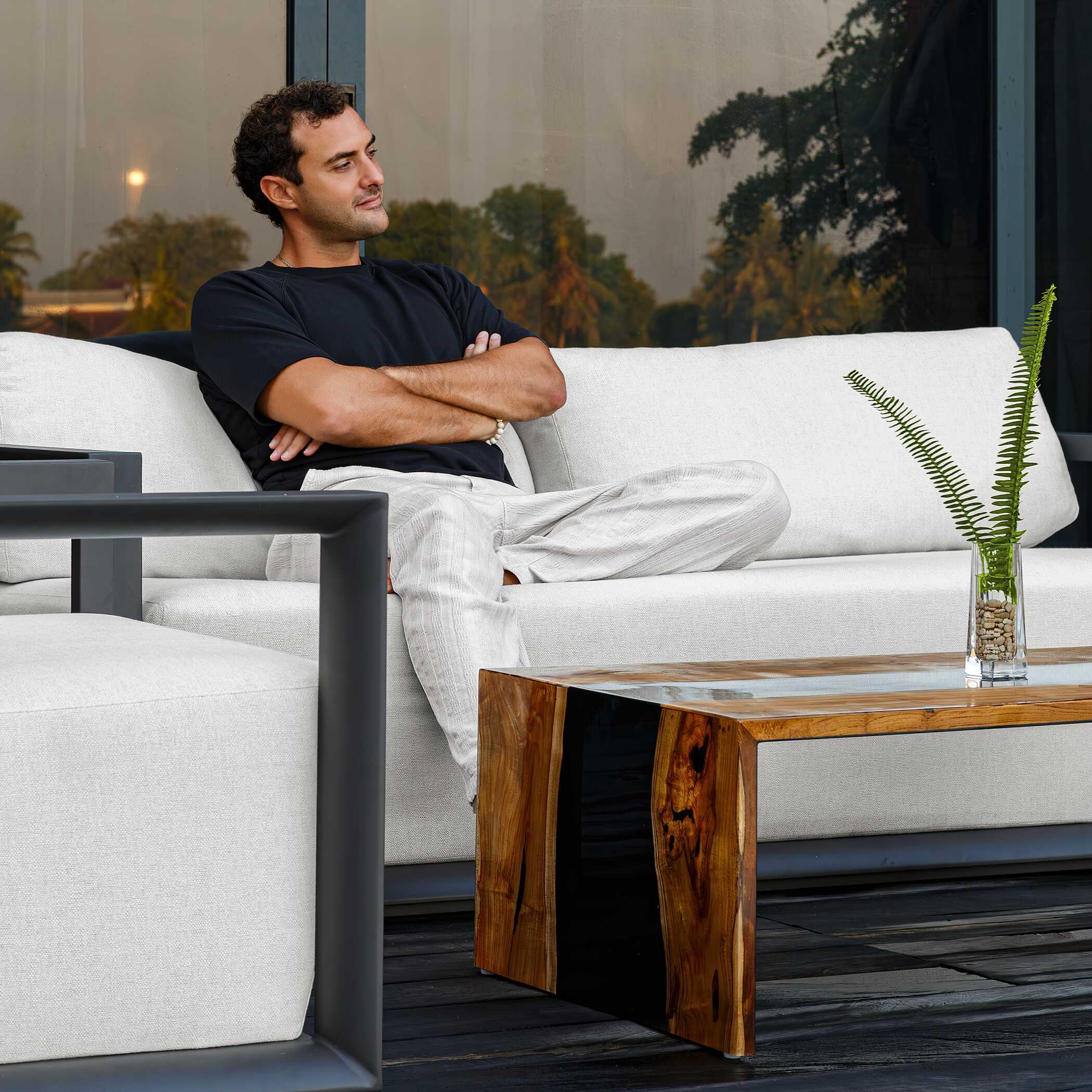 Uttermost Furniture Uttermost Remsen Outdoor Black/Oyster Sofa