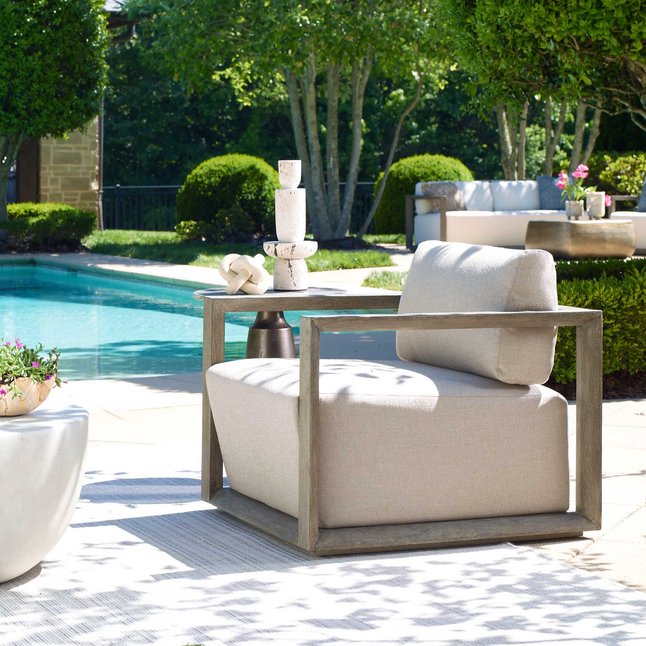 Uttermost Furniture Uttermost Remsen Outdoor Weathered Gray/Dove Lounge Chair
