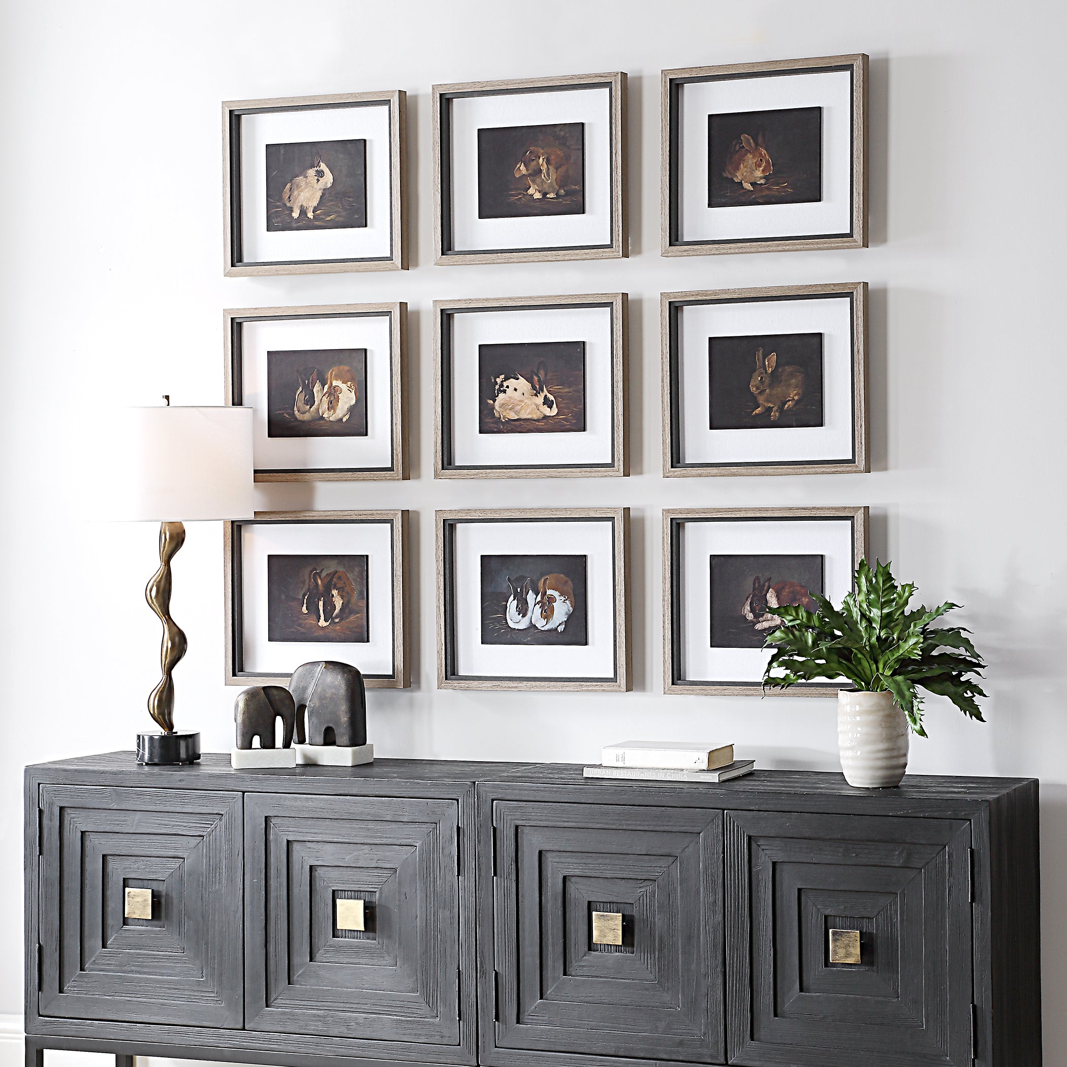 Uttermost Home Decor Uttermost Resting Bunny Framed Prints Set/9