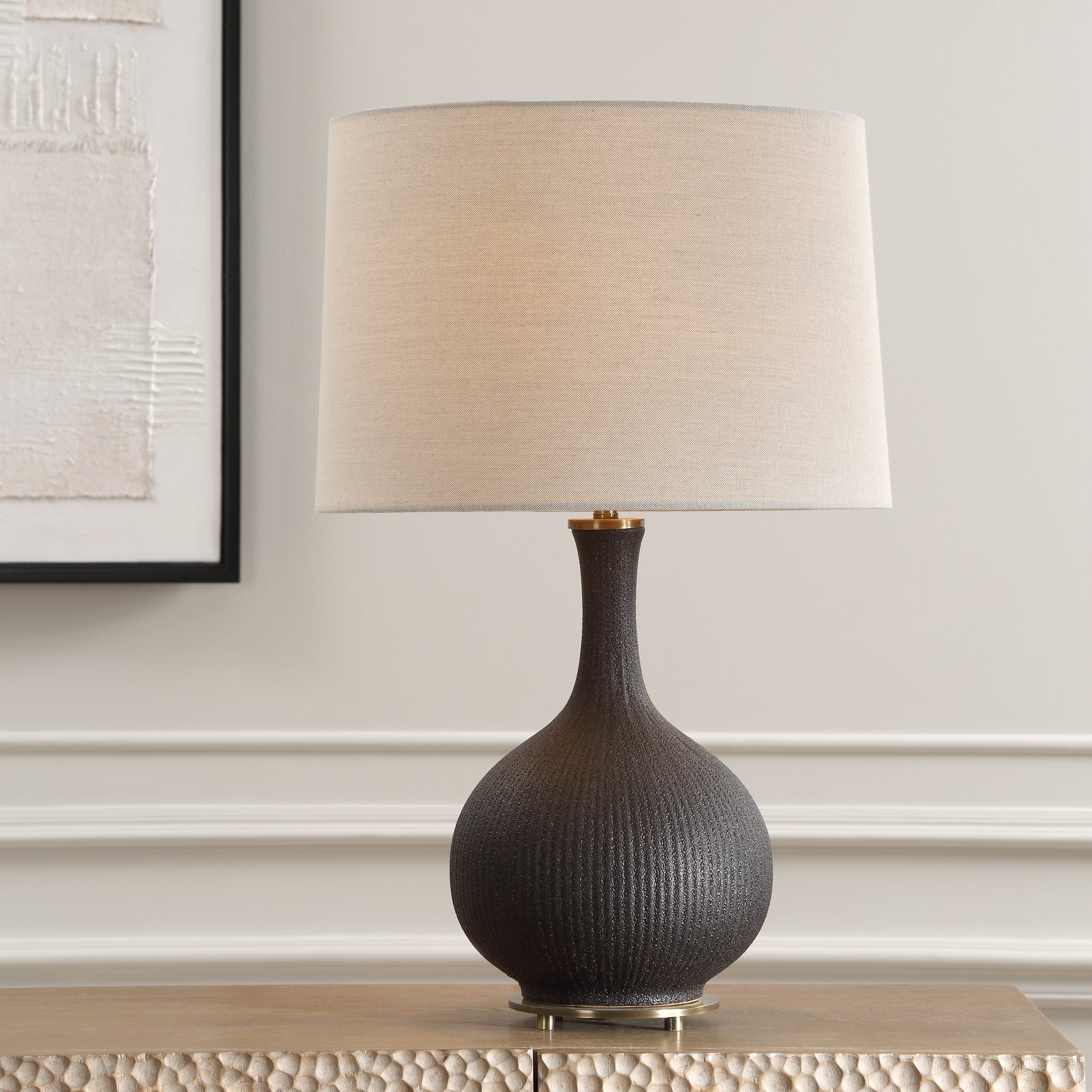 Uttermost Lighting Uttermost Rimini Black Glaze Table Lamp