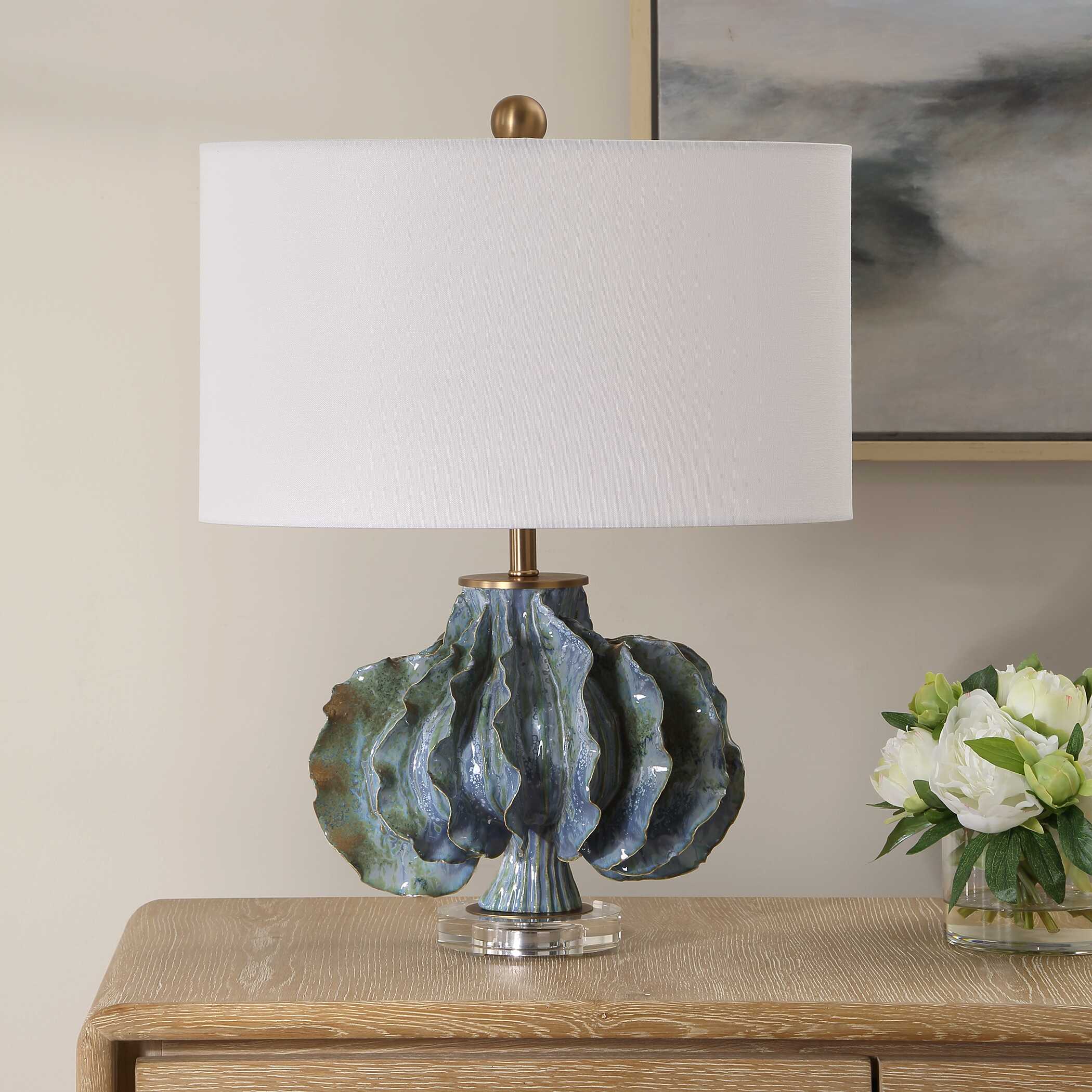 Uttermost Uttermost Ruffle Up Blue Green Table Lamp