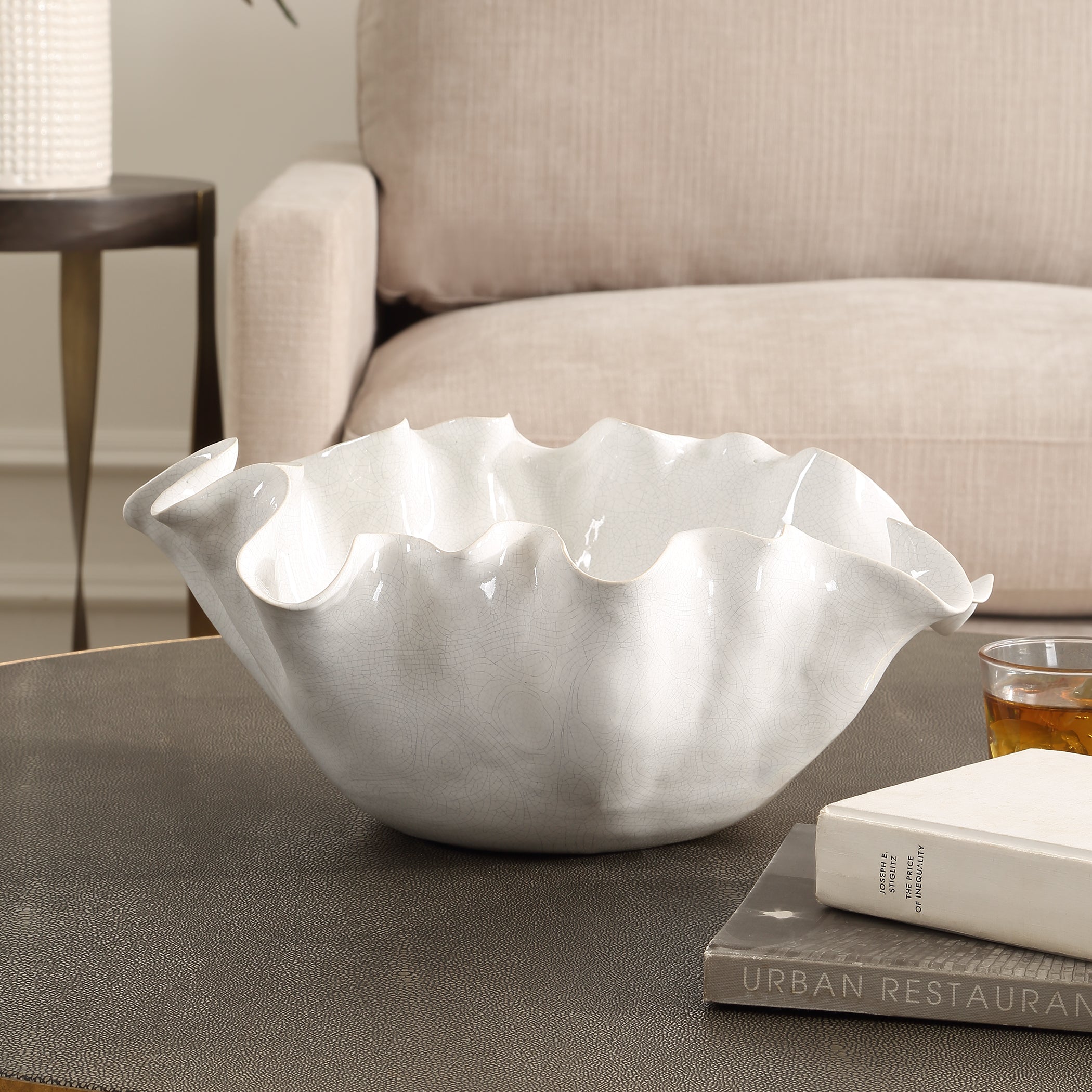 Uttermost Home Decor Uttermost Ruffle White Bloom Bowl